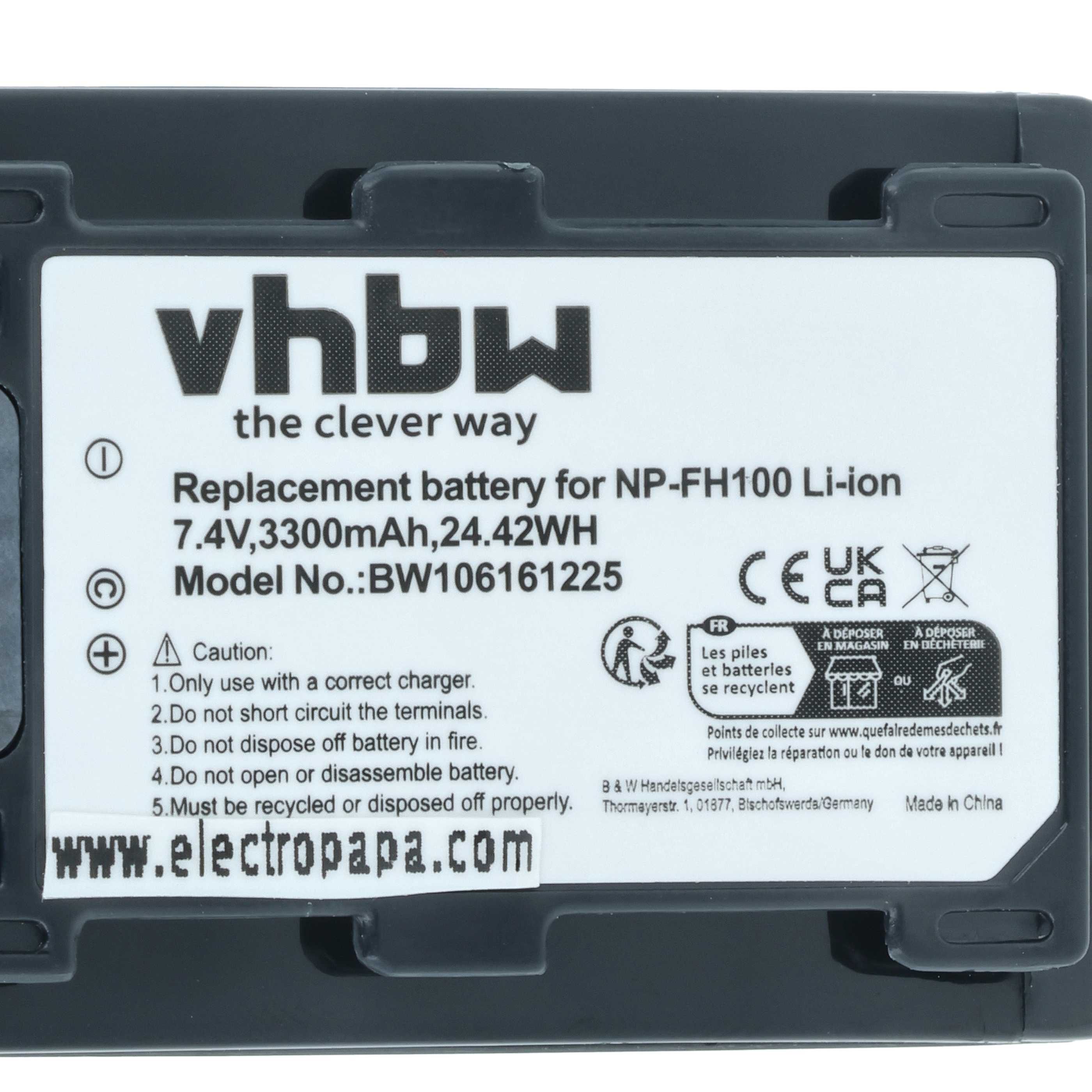 Vhbw Batterie Compatible Avec Sony HDR-CX505, HDR-CX106E, HDR-CX11(E) Caméra Vidéo Caméscope (3300mAh, 7,4V, Li-ION) Avec Puce D'information