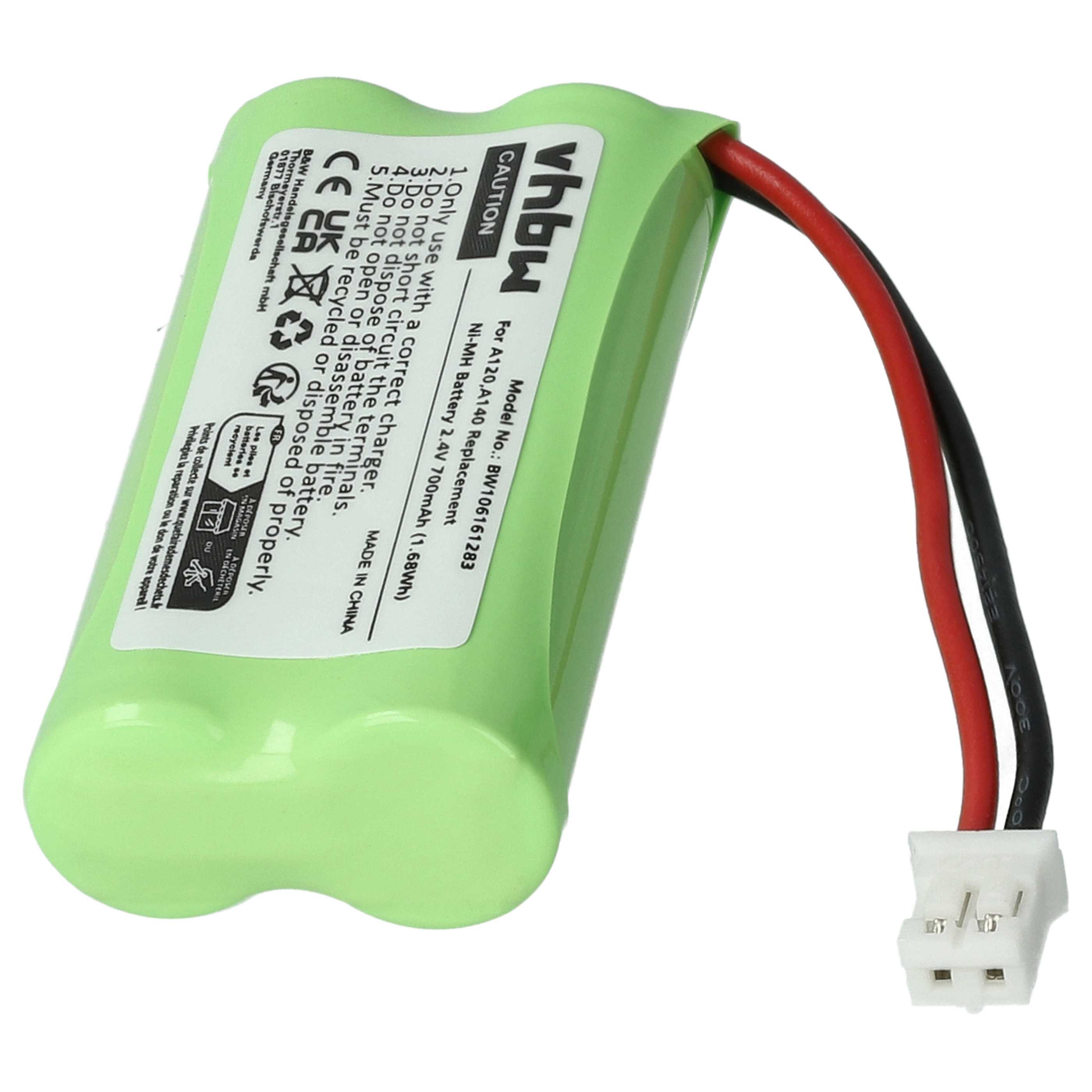 Batteria Akku-net Per Siemens Gigaset A245 – NiMH 2.4V 700mAh, Colore Verde, Ricaricabile Per Telefono Cordless - 3