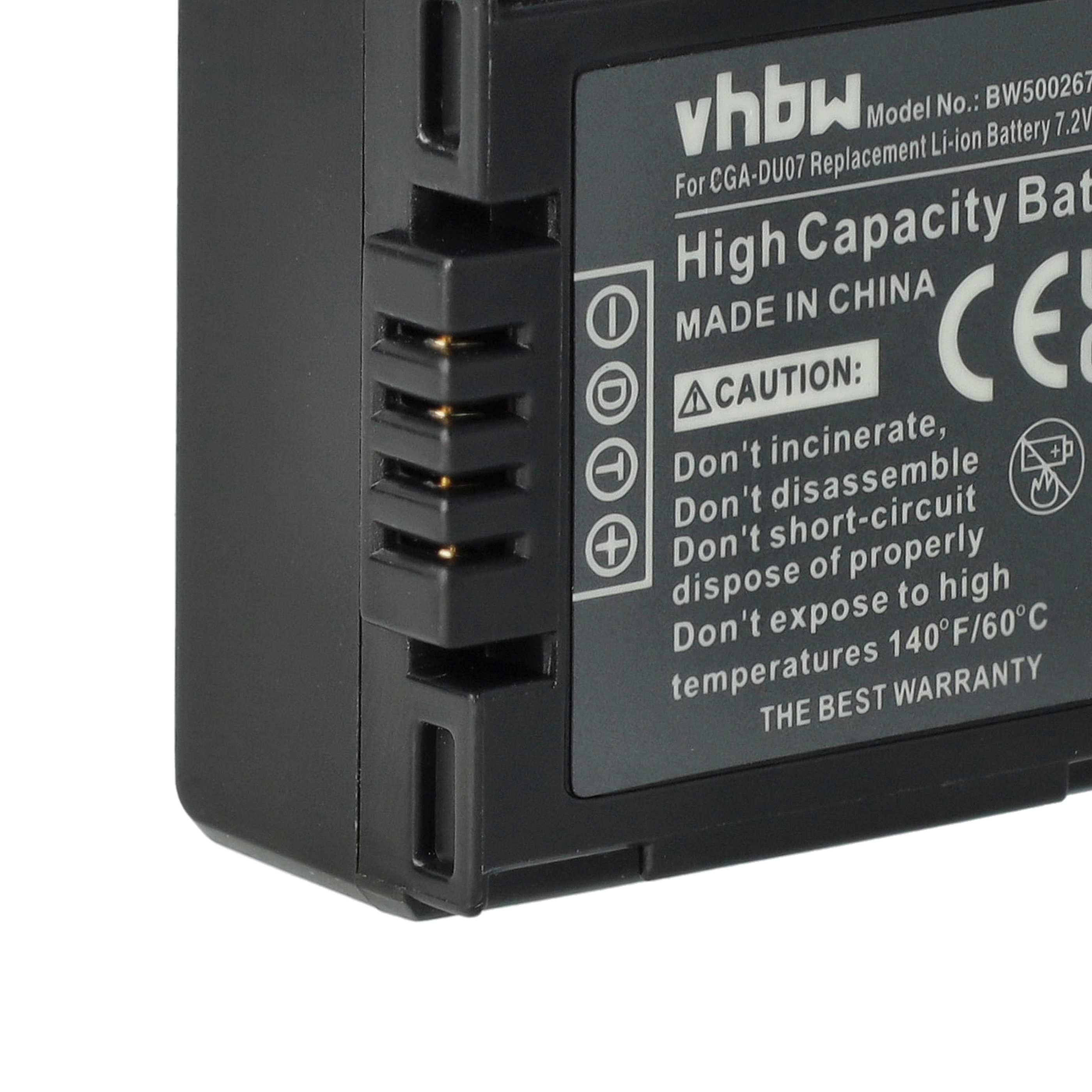 Vhbw Ersatzakku Für Panasonic Kameras - 1100 MAh, 7,2 V Li-Ion, Kompatibel Mit PV-GS55, VDR-D150 Uvm.