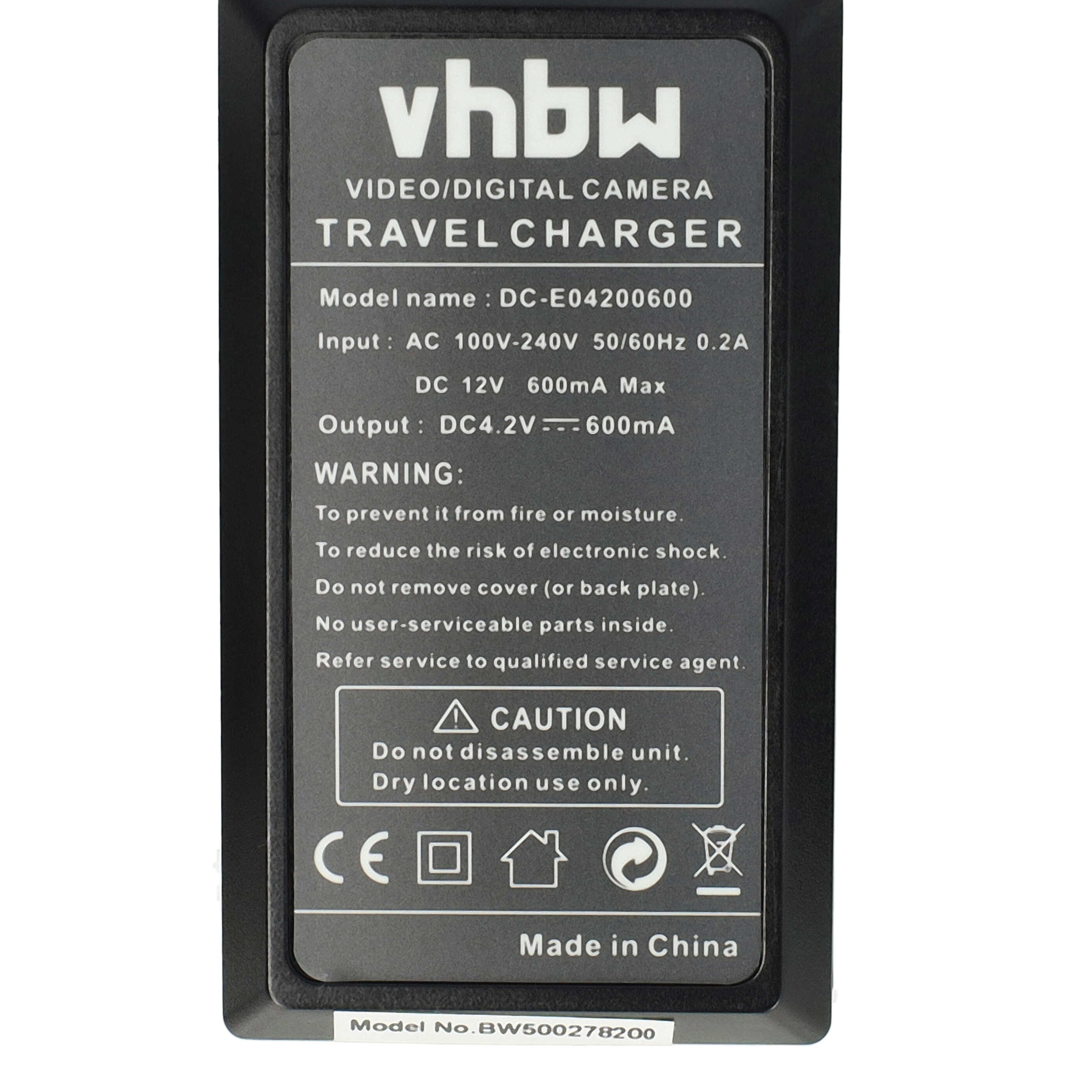 Vhbw Caricabatterie Per Fotocamera Medion Life E44033, E44007, E44050, E44056 - Stazione Di Ricarica Con Cavo Auto E Spia LED