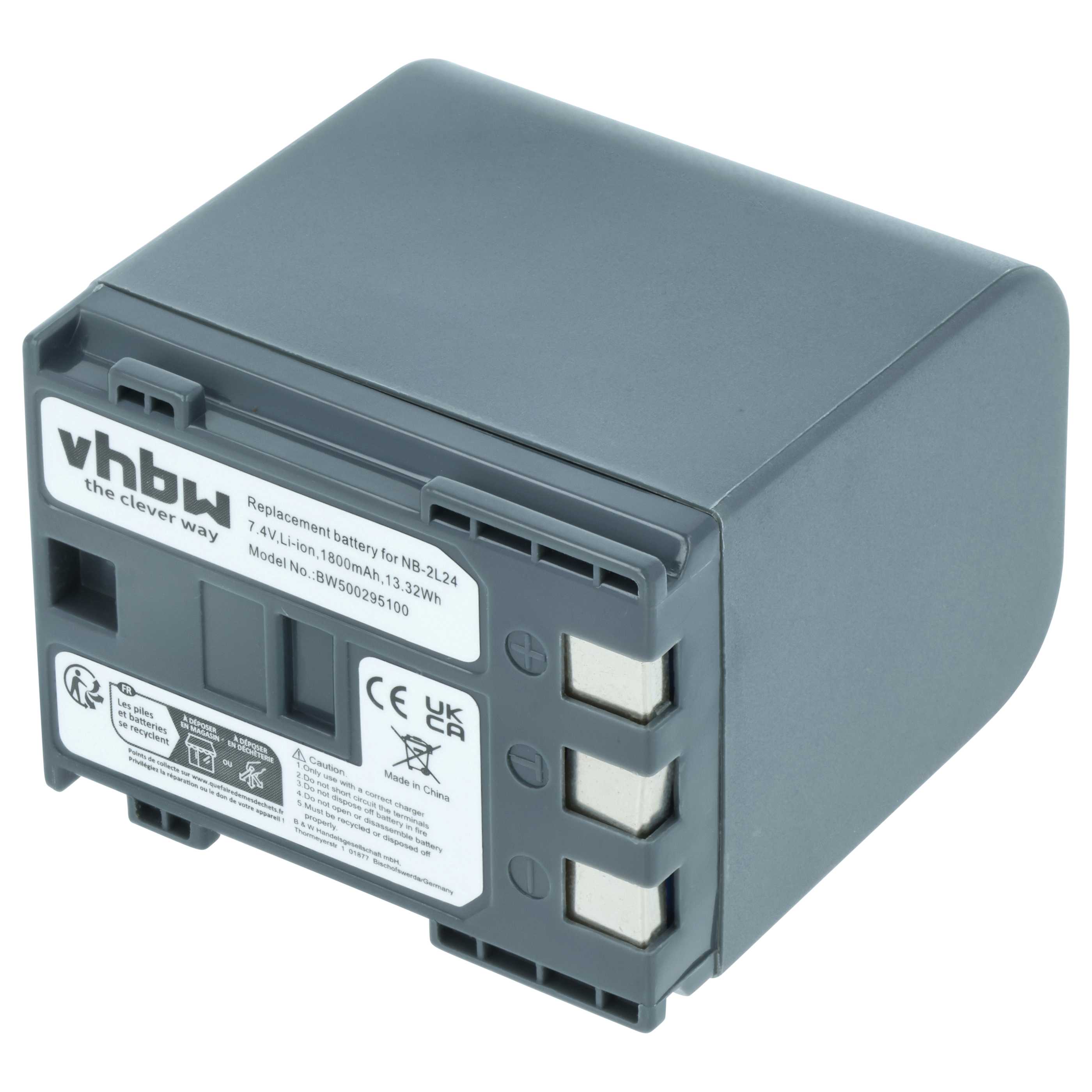 vhbw passend für Canon Legria DC310, DC320, DC330, DC410, DC411, DC420, HF Kamera-Akku 600 mAh