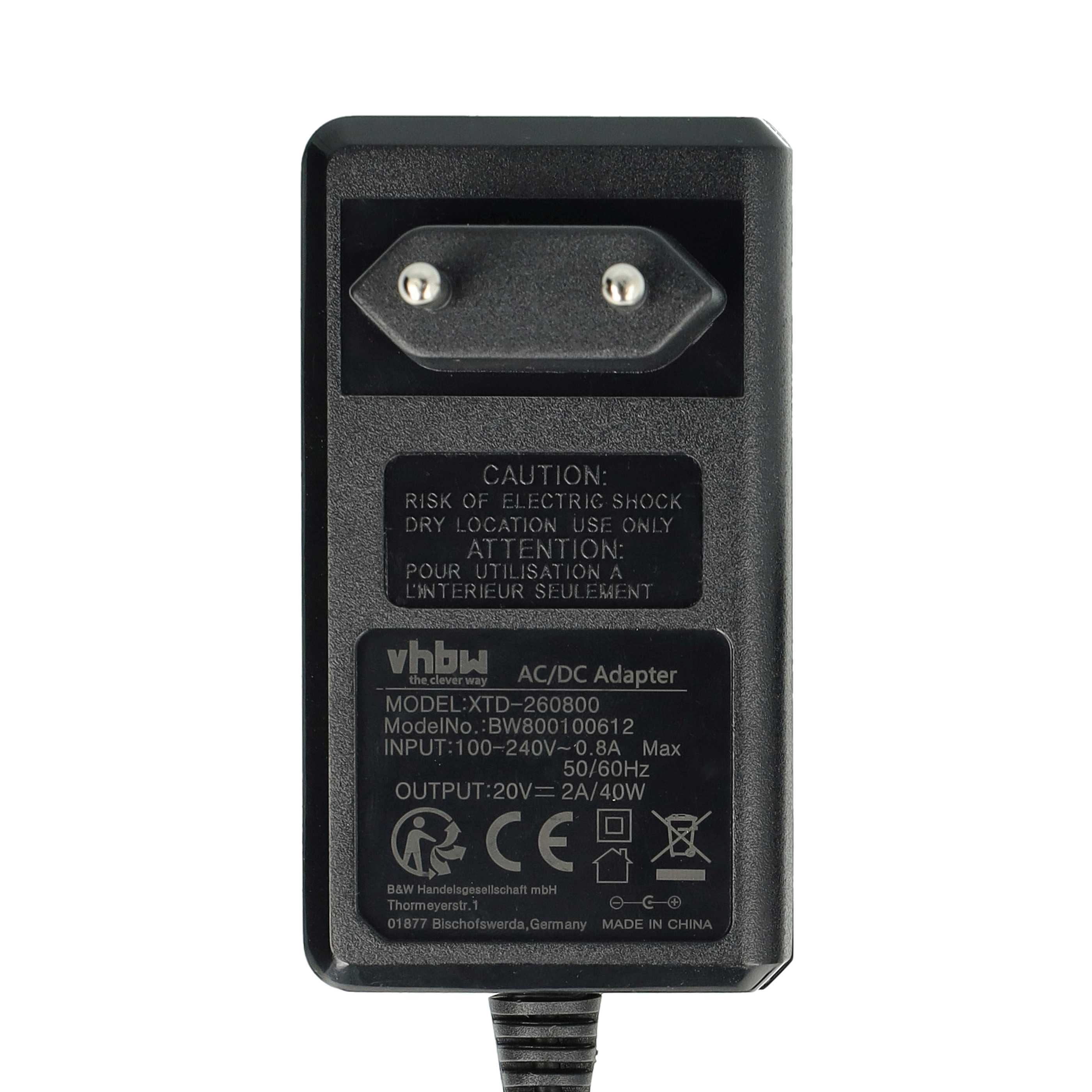 Alimentatore Vhbw 20V 2A 40W Per Notebook BenQ JoyBook Lite U101 – Sostitutivo 0225A2040 - 4