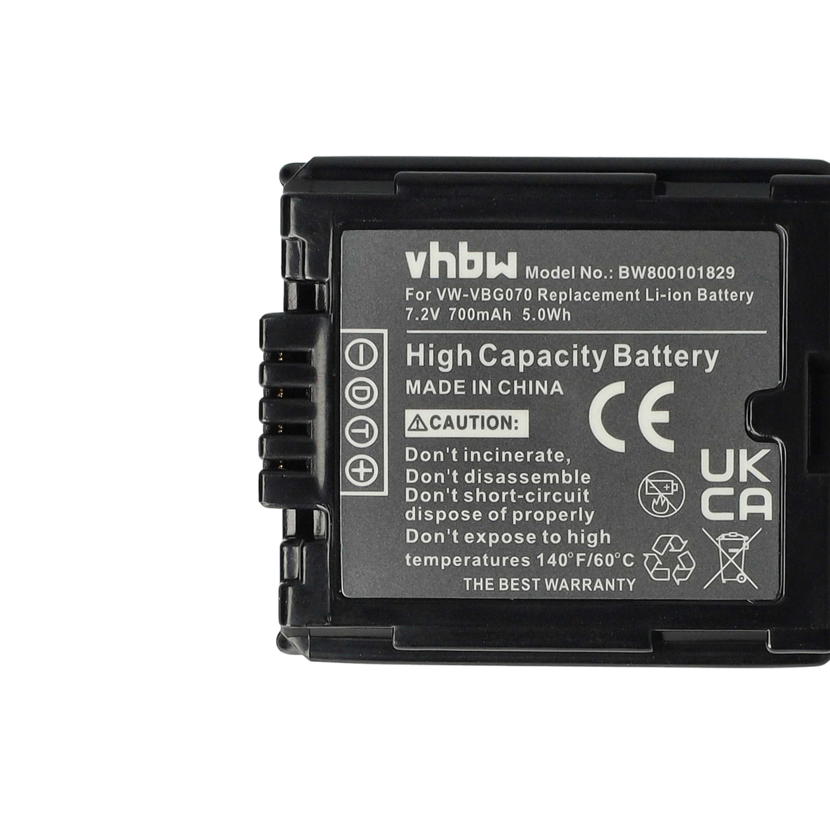 Trade-Shop 2 Batterie Li-Ion 2500 MAh Per Videocamera Panasonic | Ricambio Per VW-VBG070/E-K, VW-VBG130/E-K, VW-VBG260/E-K - 2