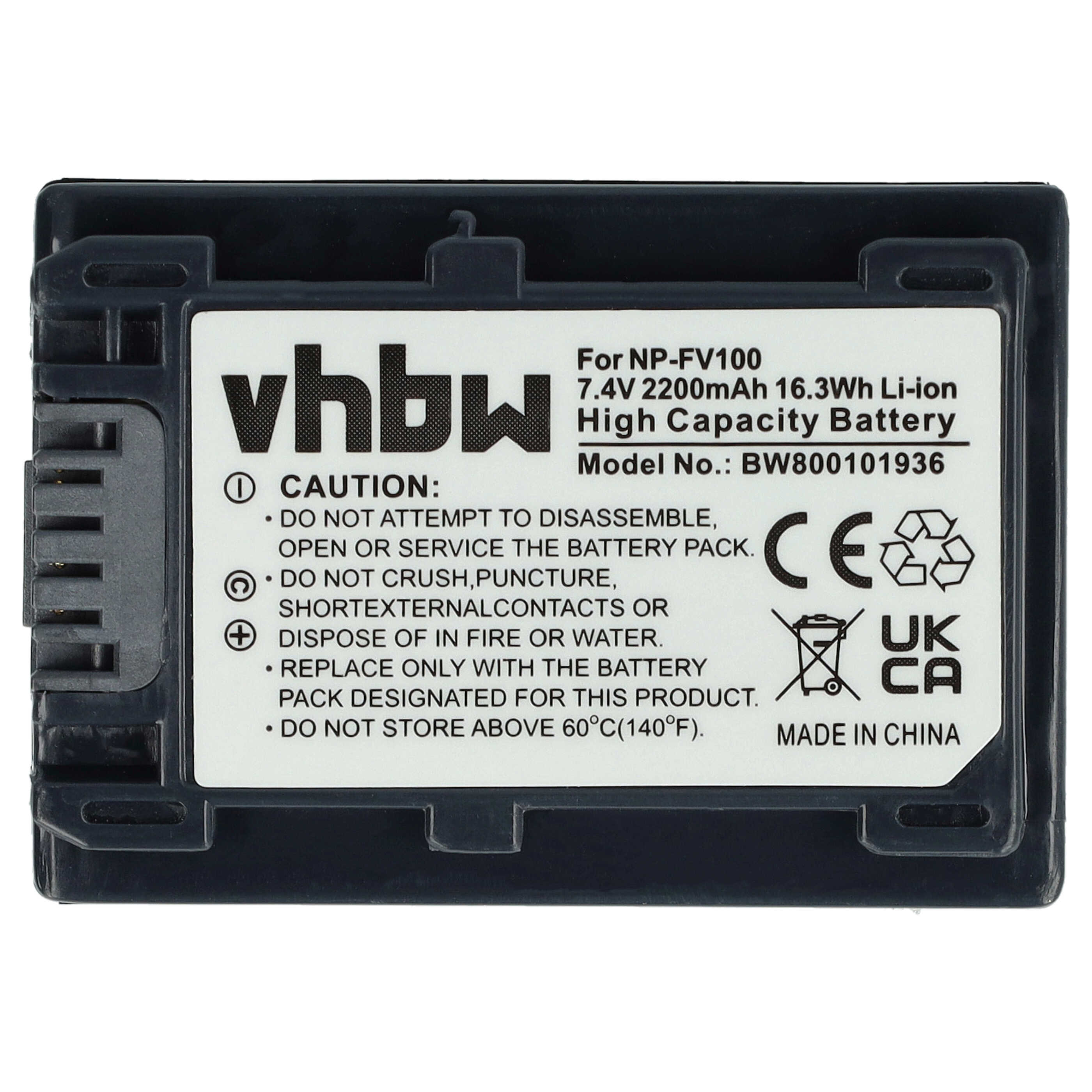 Batteria Vhbw Compatibile Sony HDR-CX116E, CX130 - 1300mAh 7,2V Li-Ion Con Infochip - Sostituisce NP-FV70 - 3