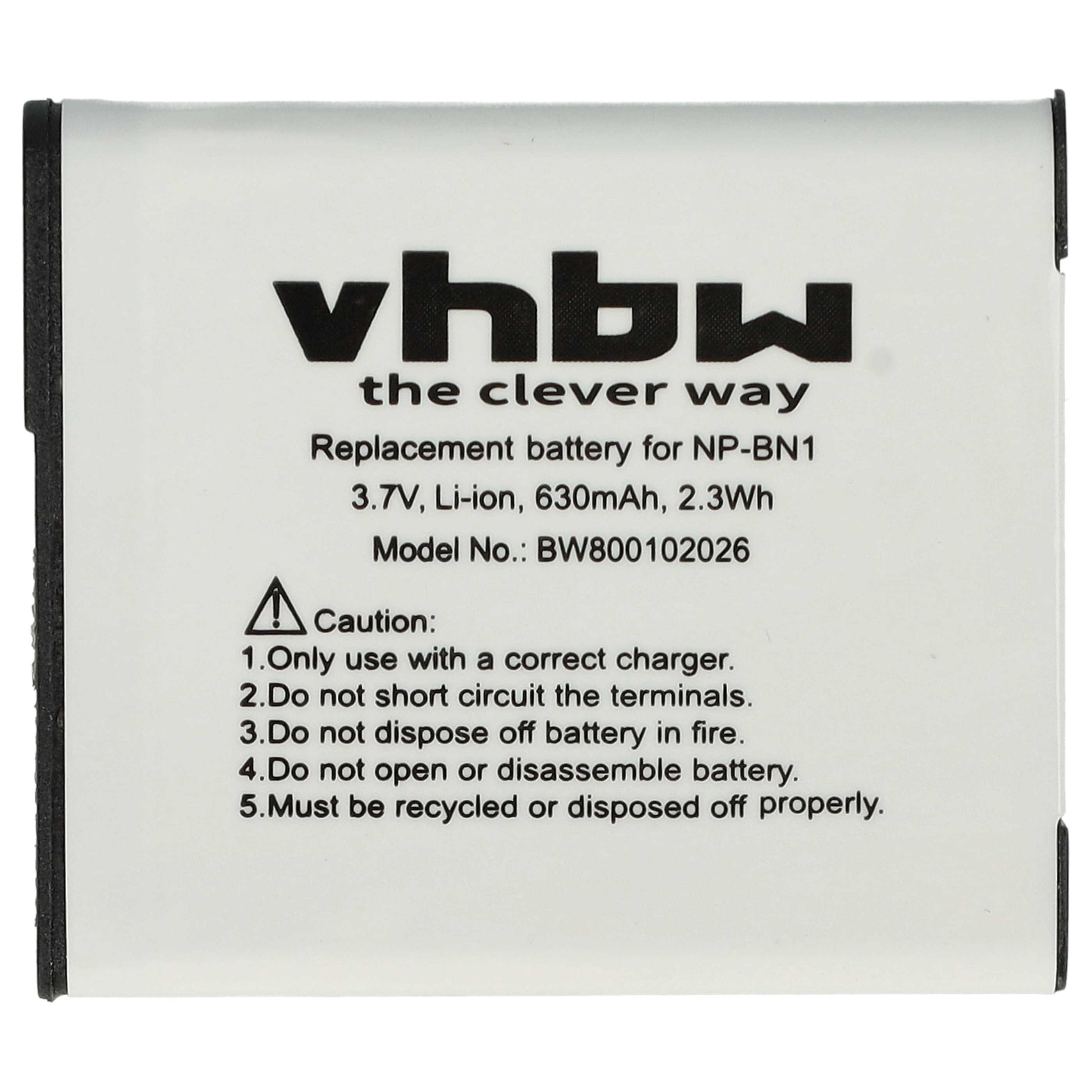 Akku-Ersatz Für Sony NP-BN1 – 630 MAh, 3,7 V, Li-Ion, Für Kameras