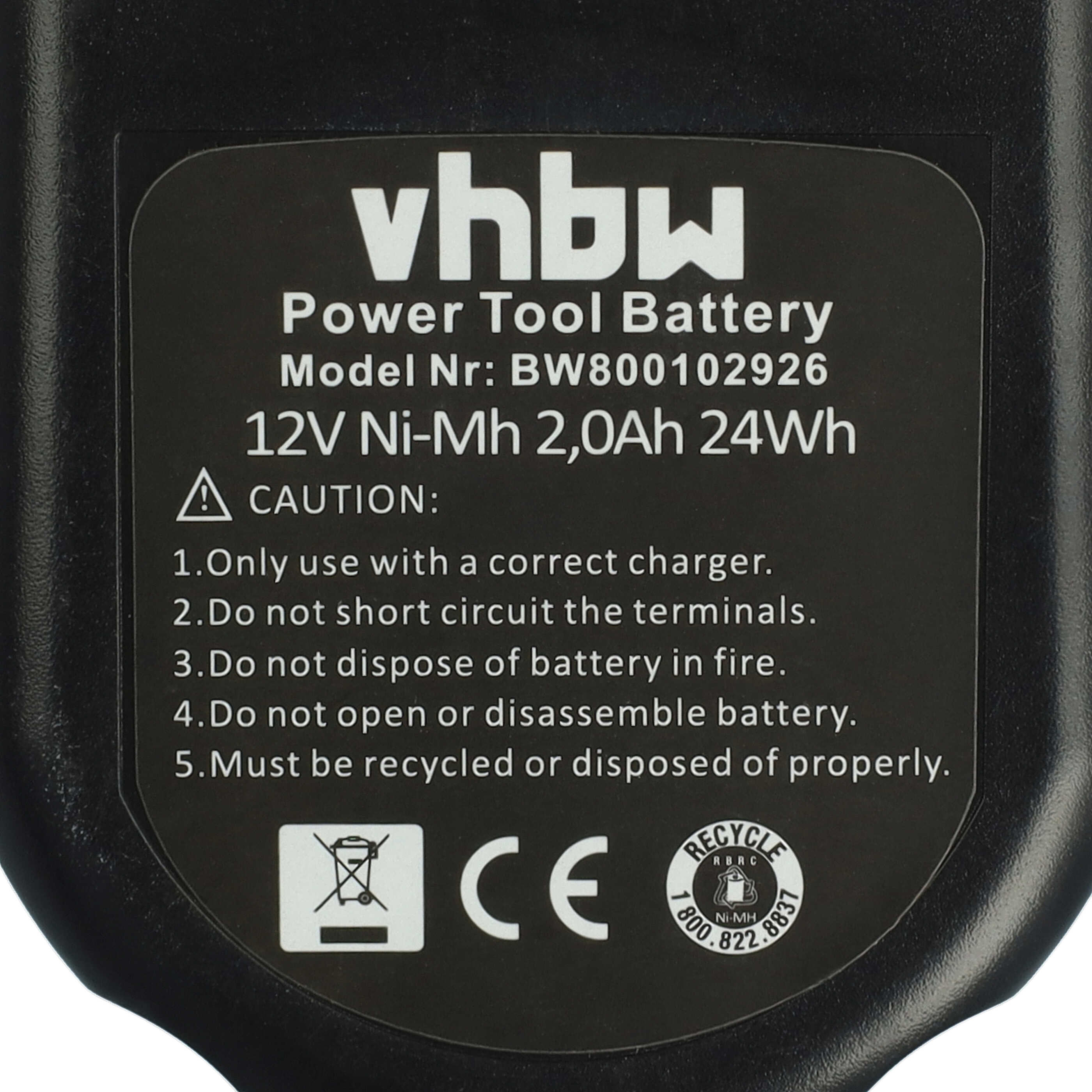 Vhbw Batterie 3000mAh 12V NiMH Remplacement Pour Black & Decker A9252 A9275 Outils Électriques