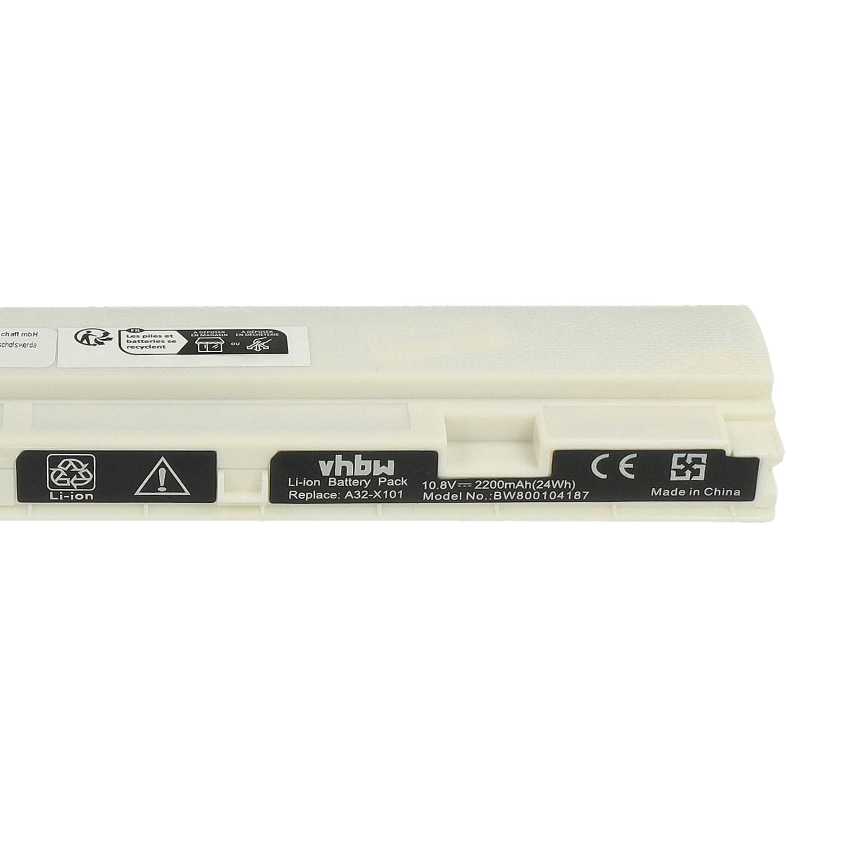 Batterie Compatible Pour ASUS Eee PC R11CX, X101, X101CH Etc. - 2200mAh 10,8V Li-ion - Marque Vhbw