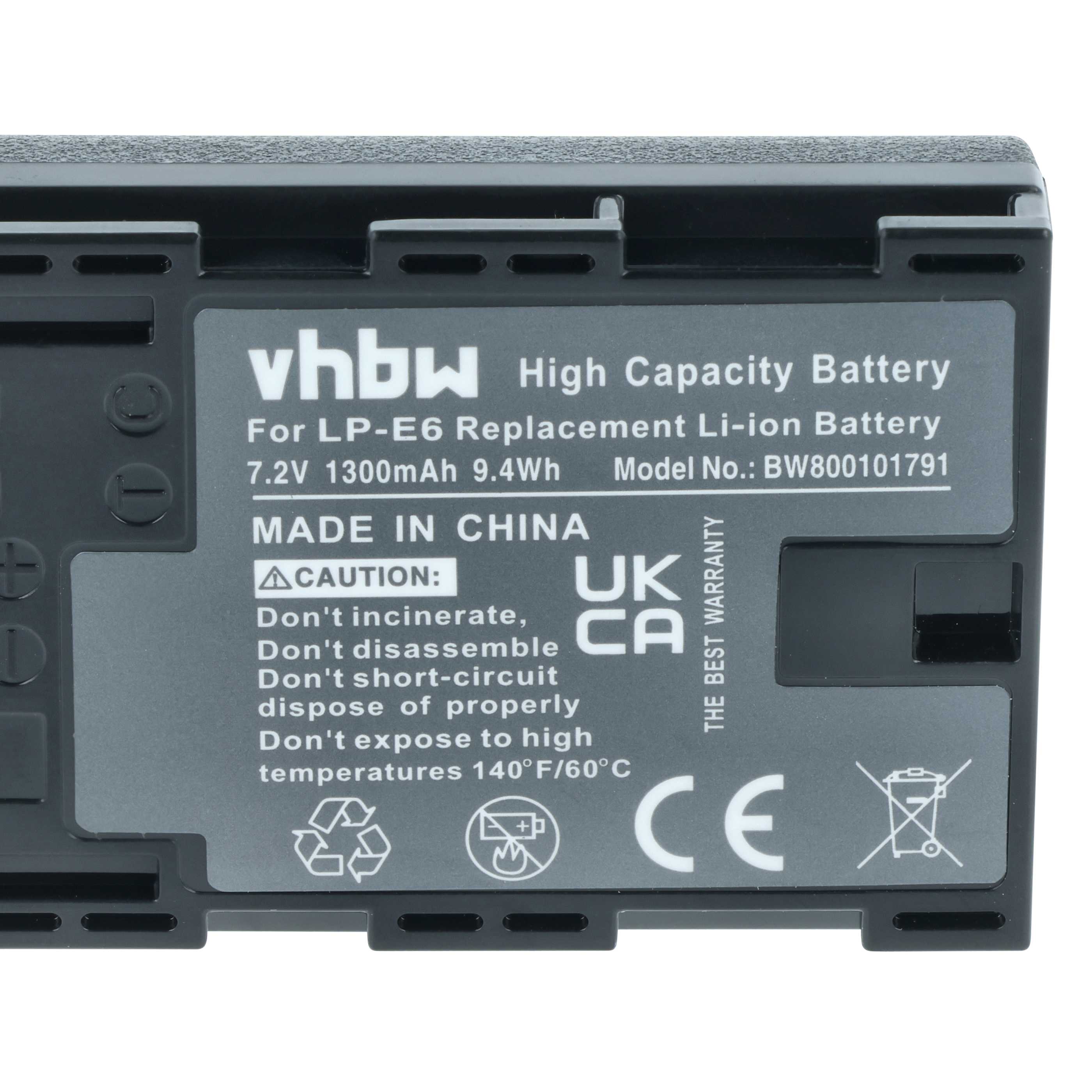 vhbw Batterie Compatible avec Canon EOS R6 Mark II, R7, Ra Appareil Photo ( 2000mAh, 7,2V, Li-ION), Puce d'information