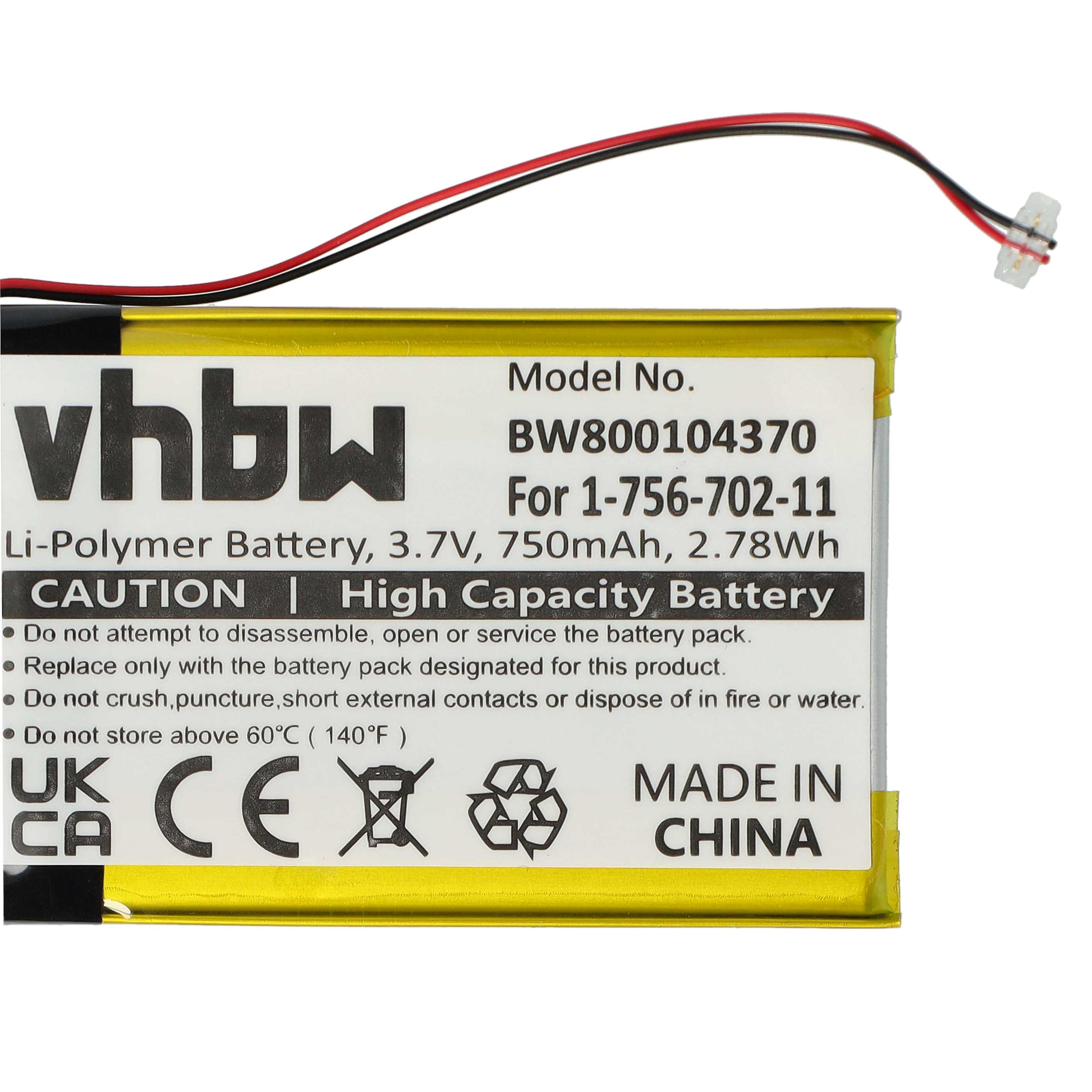 Vhbw Battery Compatible With Sony NW-A808B, NW-S639, NW-S639F, NWZ-820
