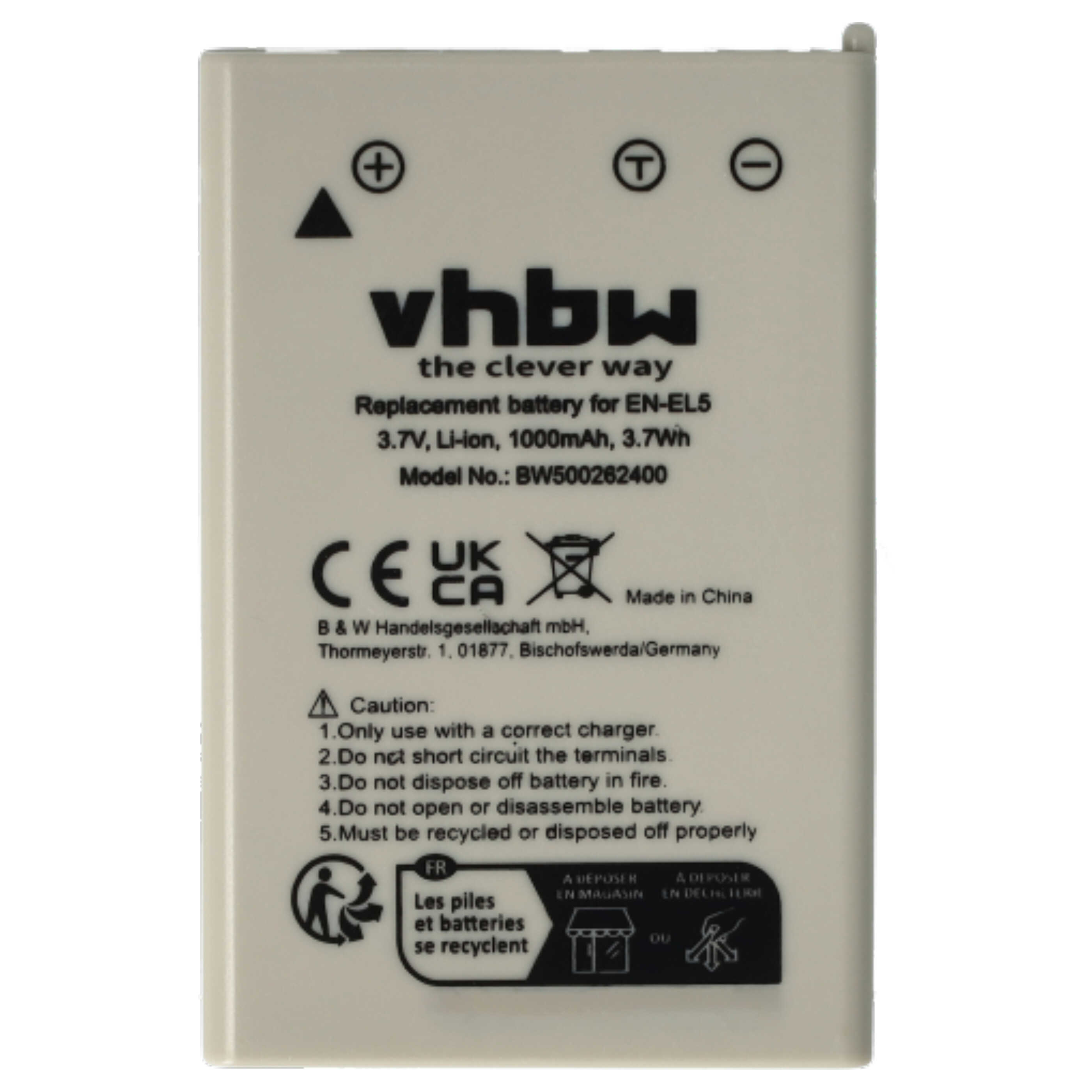 Batteria PowerSmart 3,7V 1000mAh Per Nikon Coolpix EN-EL5, Compatibile Con P500, P510, P520, P6000, 3700, 4200, 5200, 5900, 7900