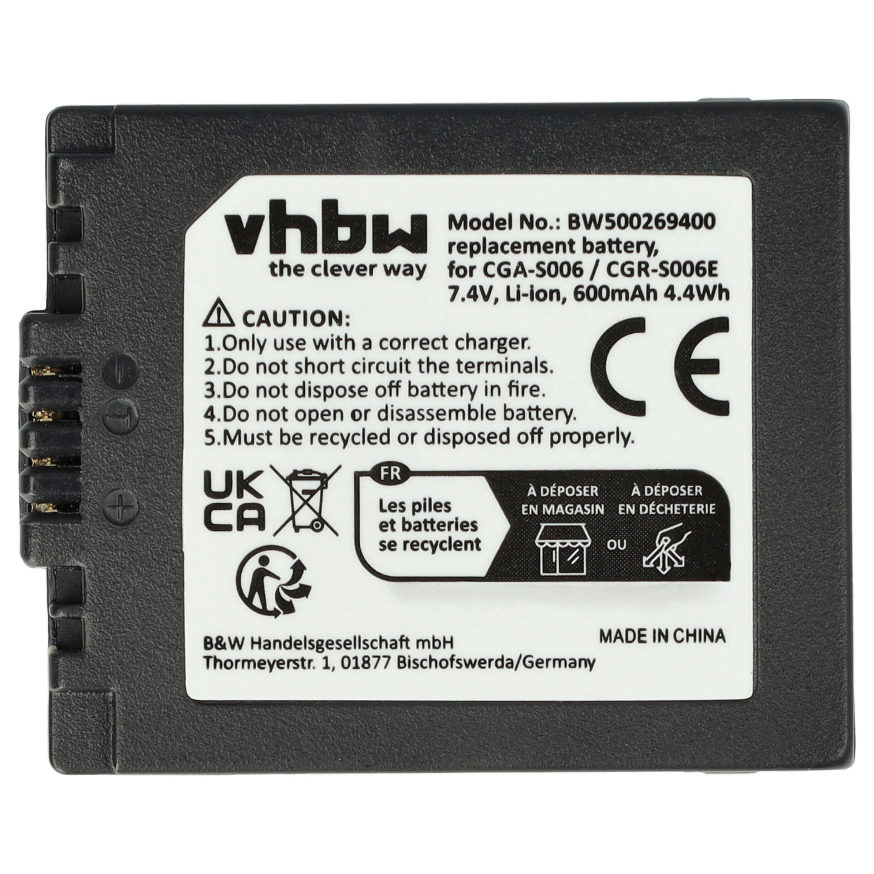 CGAS006 CGA-S006E Batterie per Panasonic Lumix DMC-FZ7, DMC-FZ8 DMC-FZ18 DMC-FZ28 DMC-FZ30, DMC-FZ35, DMC-FZ38, DMC-FZ50 Fotocamera  44
