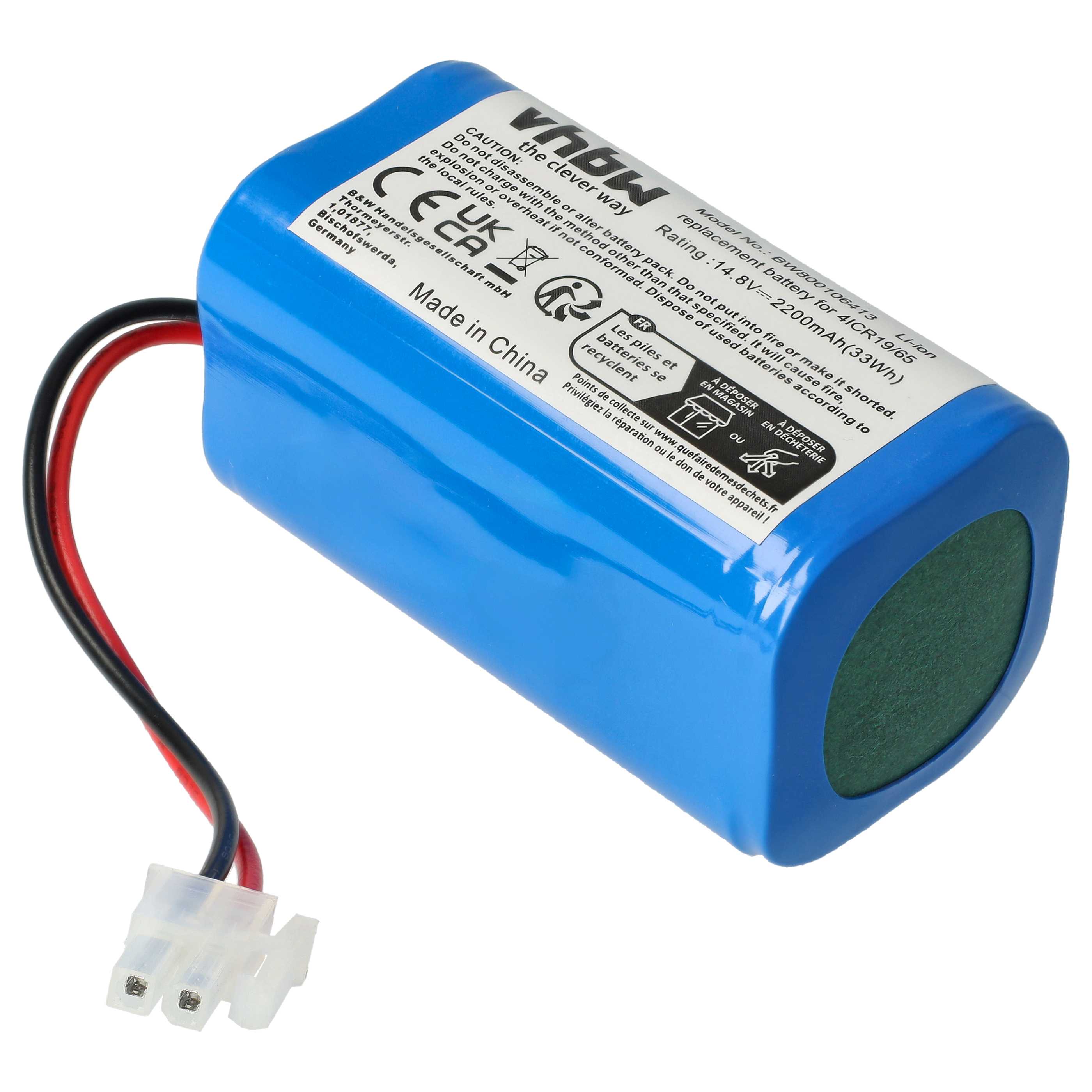 Vhbw Batteria Di Ricambio Per Silvercrest 305857 – 2200mAh, 14.8V, Li-Ion, Per Robot Aspirapolvere