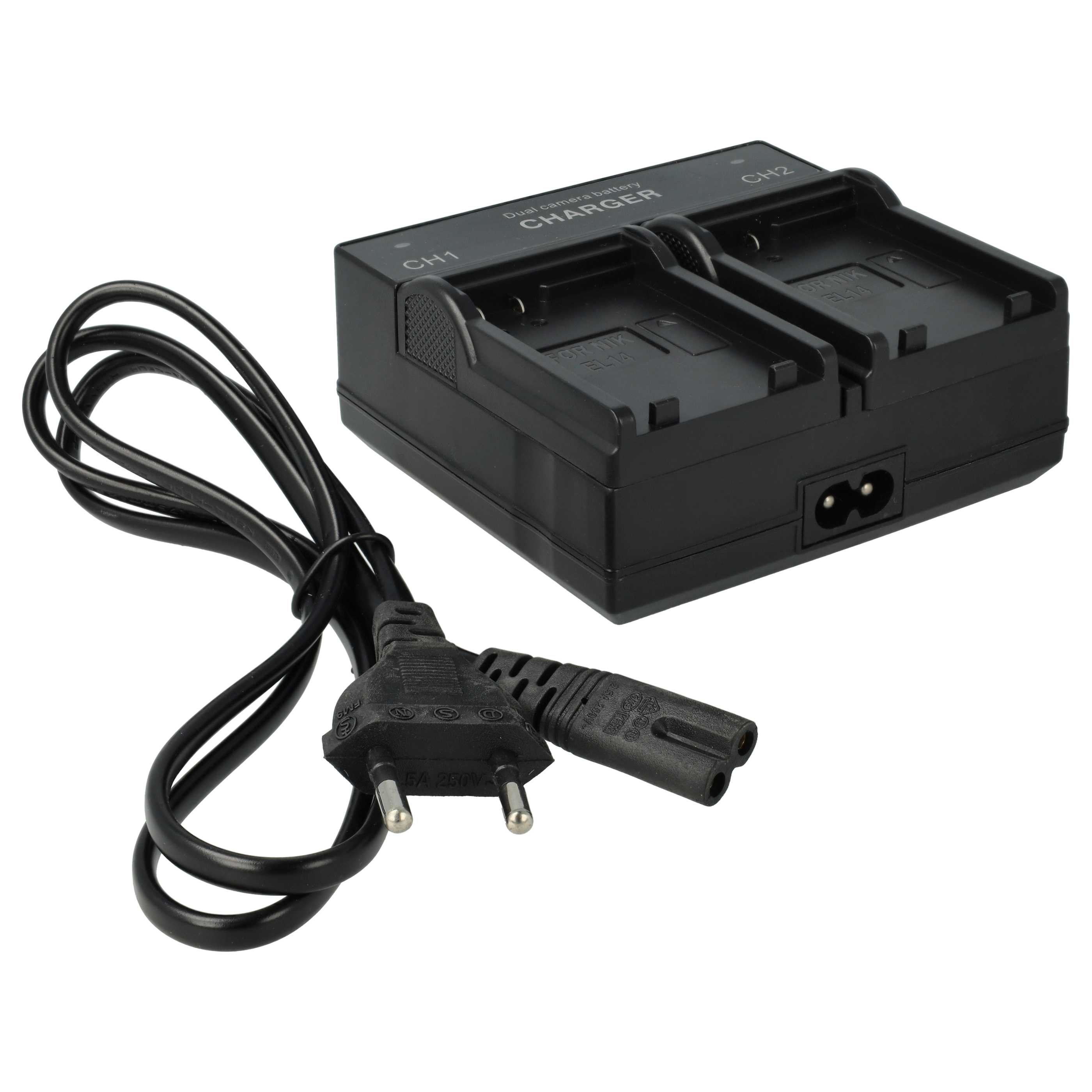 Caricatore Doppio Per Batterie Nikon EN-EL14/EN-EL14a - Stazione Ricarica USB, Display LED, Compatto Per Viaggi