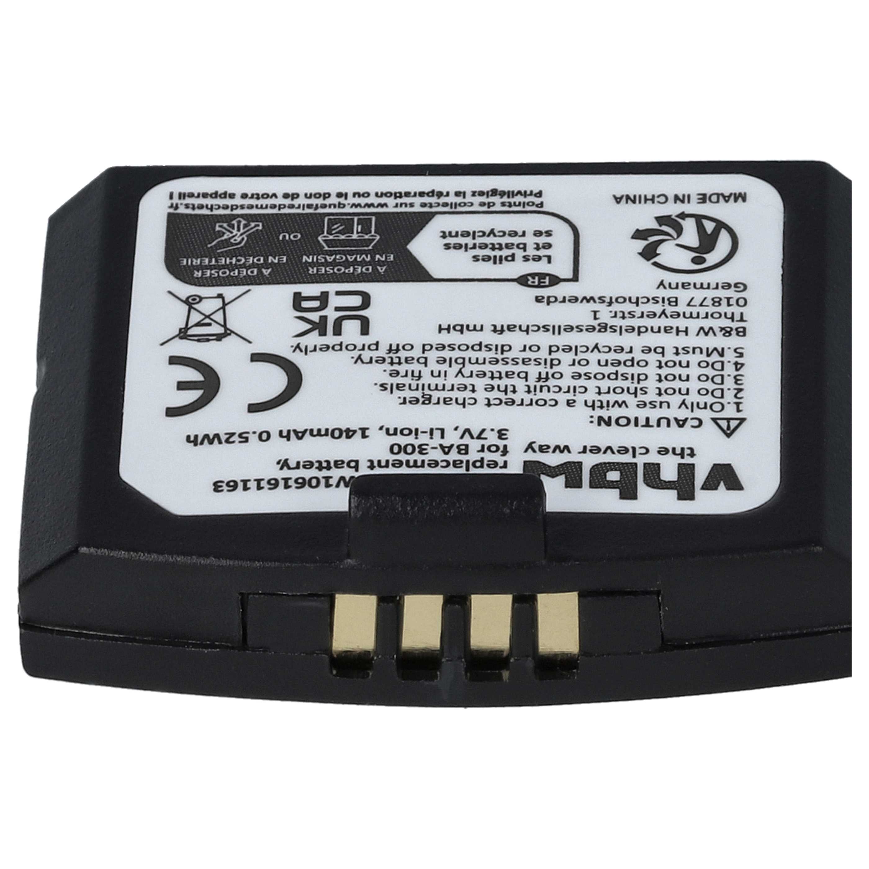 Batteria per Sennheiser Set 830, Set 830 S, RR 840 S, RS 4200, RS 4200 TV 140mAh Batteria per Sennheiser Set 830, Set 830 S, RR 840 S, RS 4200, RS 4200 TV 140mAh
