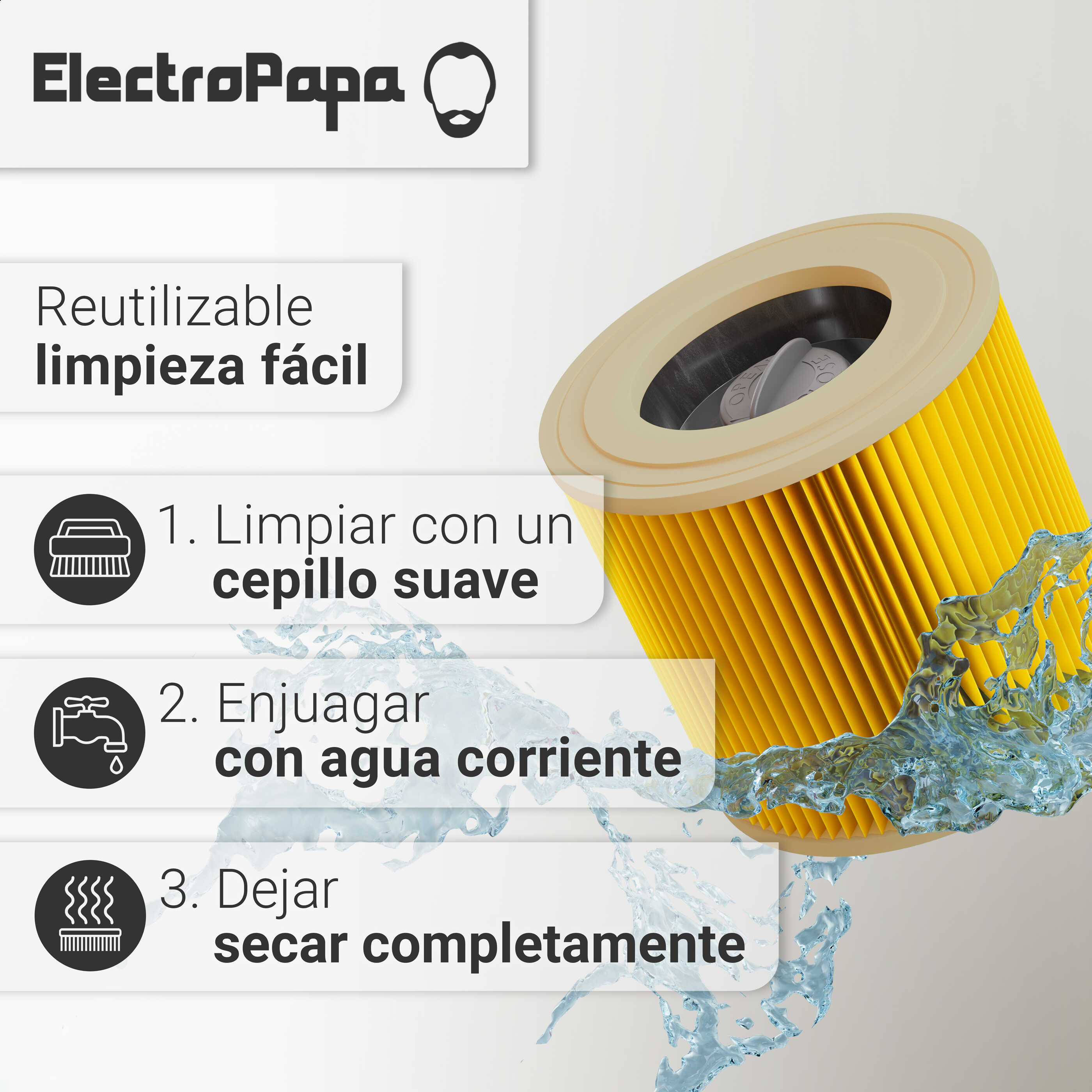 Vhbw Filtro Plisado Compatible Con Starmix LD-1432 HMT, NSG Series, NSG UClean, UClean 1420 HK Aspiradora En Seco Y Húmedo - Filtro, Cartucho | Leroy Merlin