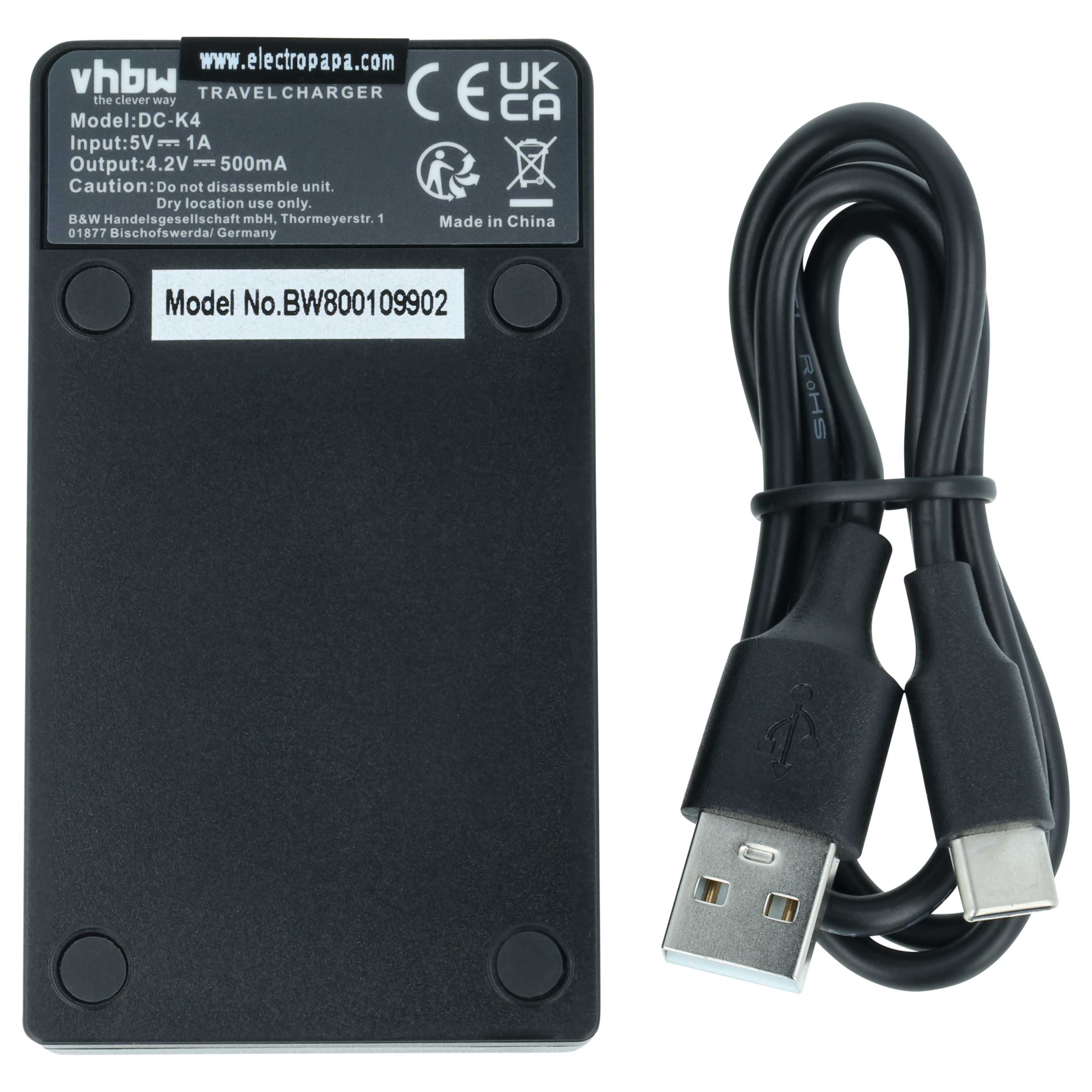 Caricabatterie Vhbw Per Canon IXUS 185 E 190 – Con Spia LED, Alimentazione USB E Sostituisce CB-2LDE