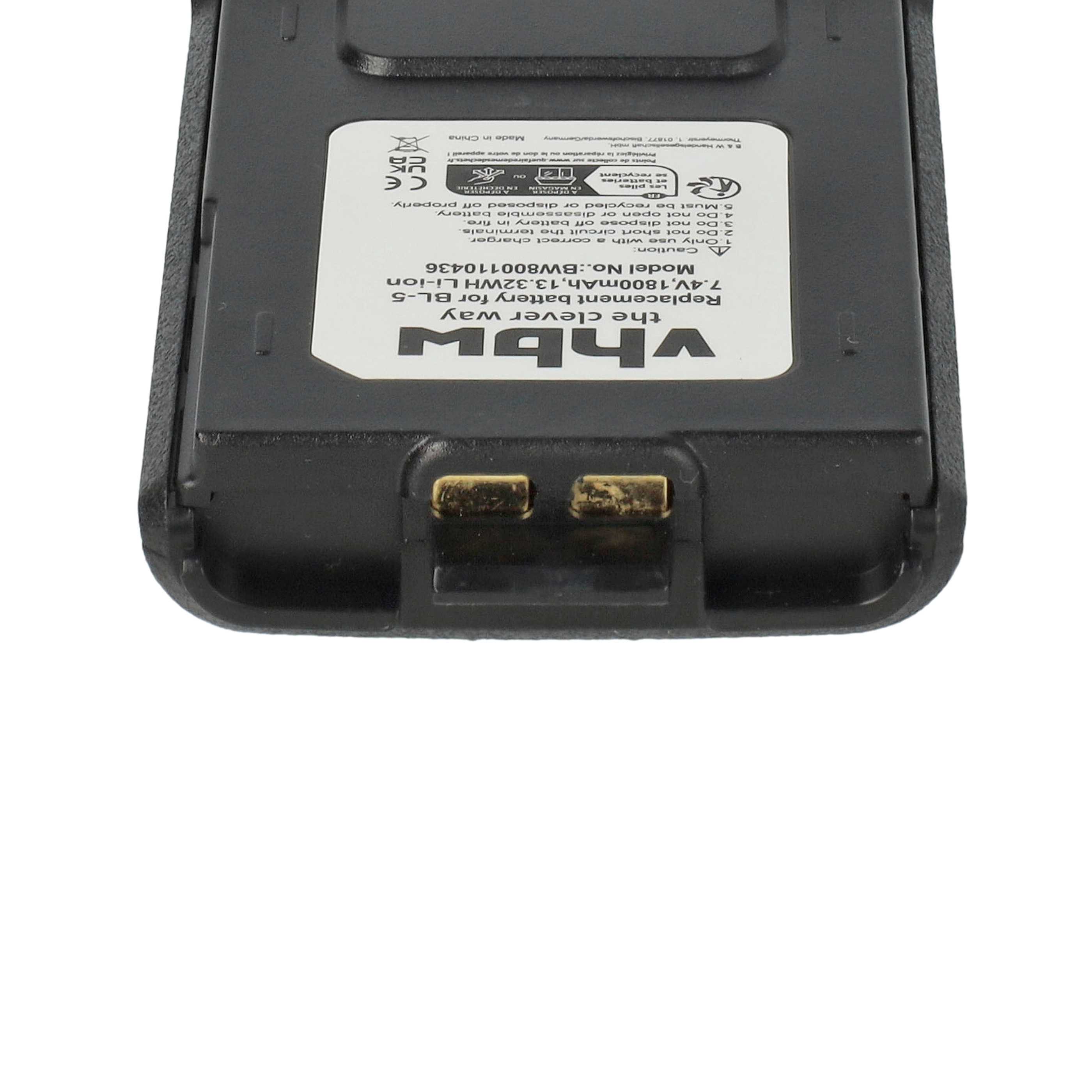 Vhbw 1x Batterie Remplacement Pour Hytera BL1809 Pour Radio Talkie-walkie (1400mAh, 7,4V, Li-ion