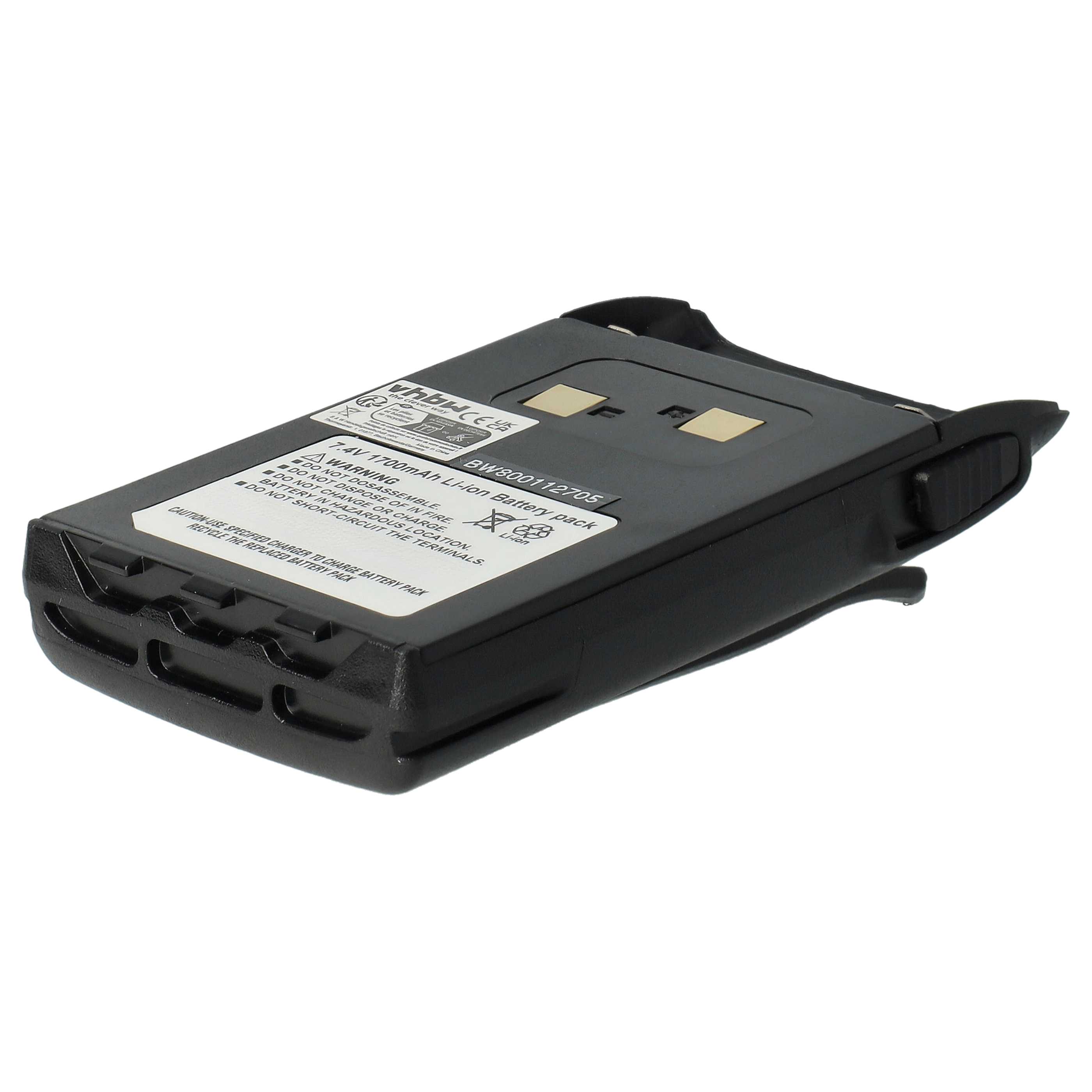 Batteria Vhbw 1700mAh 7.4V Li-Ion Per Midland CT790 – Sostituisce BLO-001/004/007, Con Clip