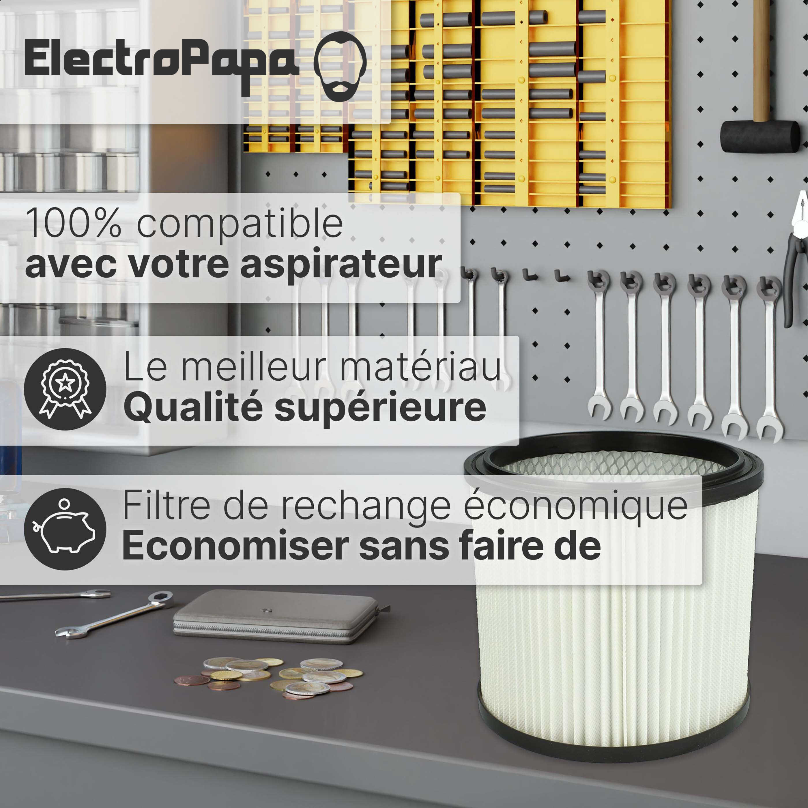 Filtre de Rechange pour Shop-Vac 90304, 90585, 90350, 90107, 90333