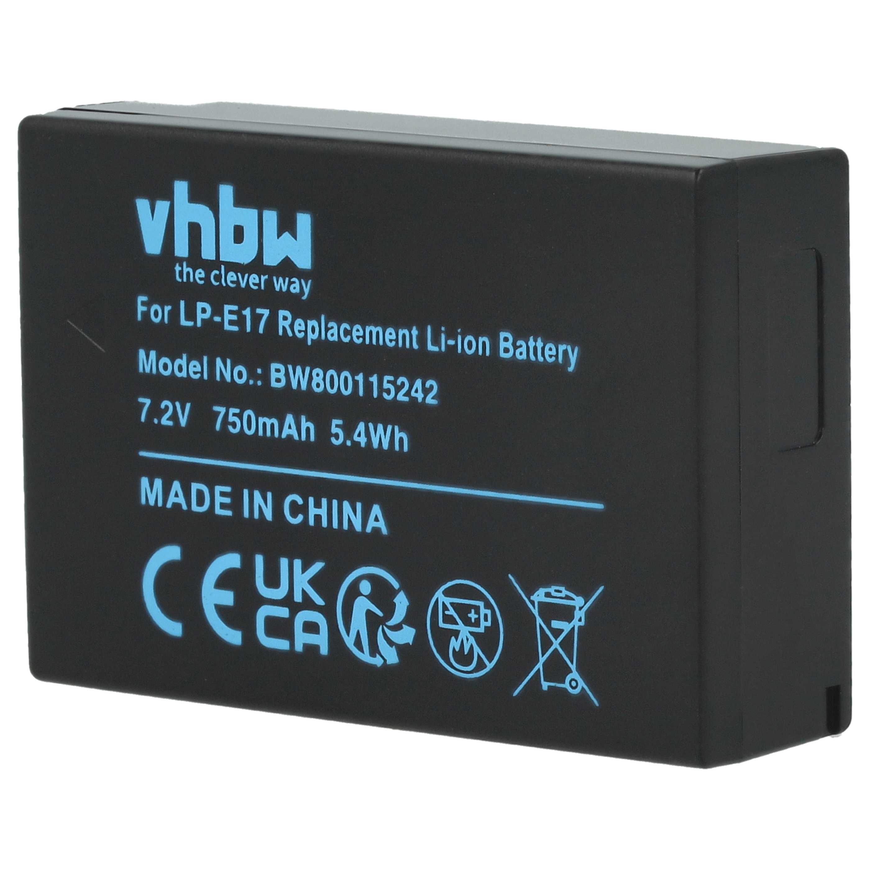 Kit 2 Batterie LP-E17 Con Caricatore USB Per Canon EOS 750D, 760D, 200D, 250D E Compatibili