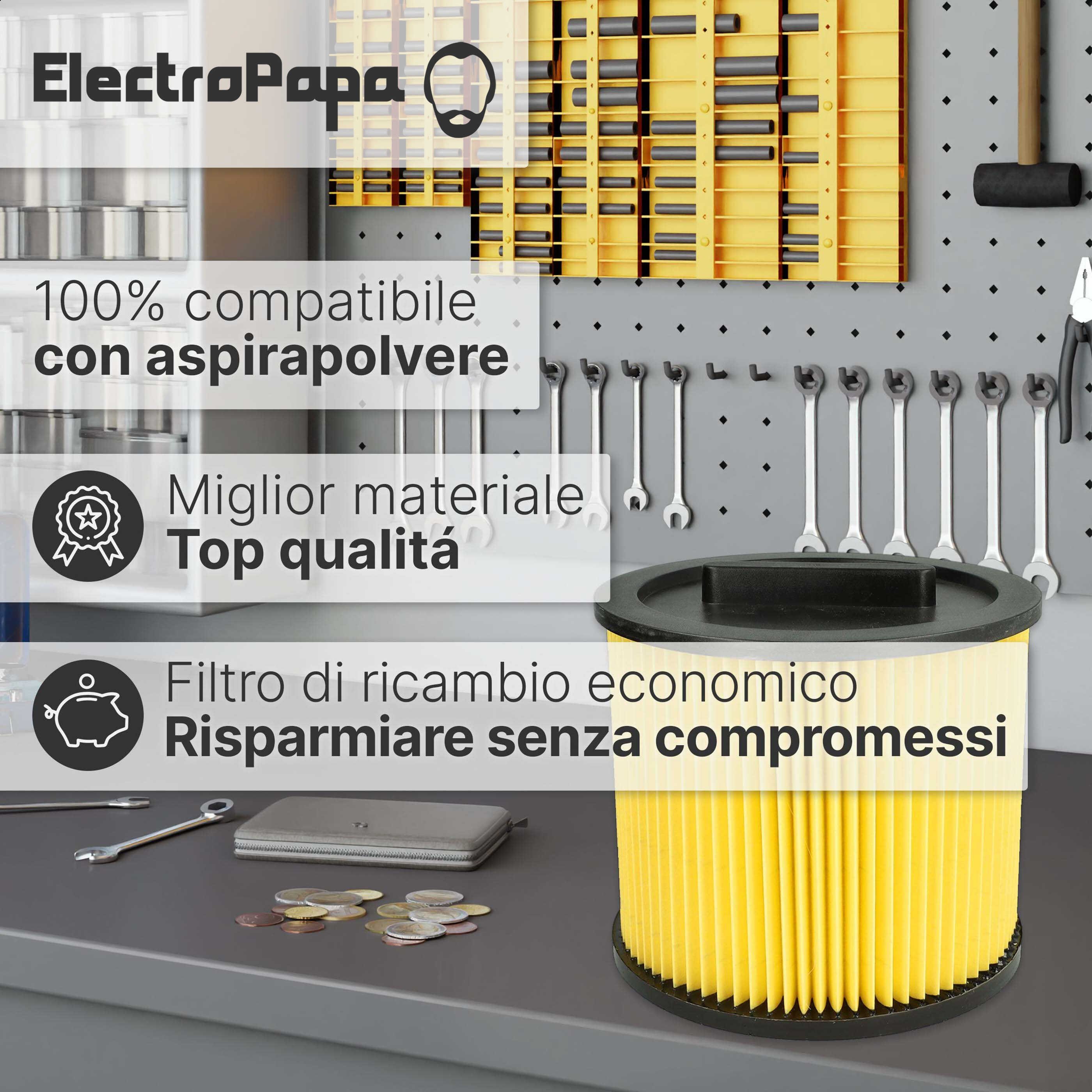 Vhbw filtro a pieghe piatte compatibile con Starmix ADL-1420
