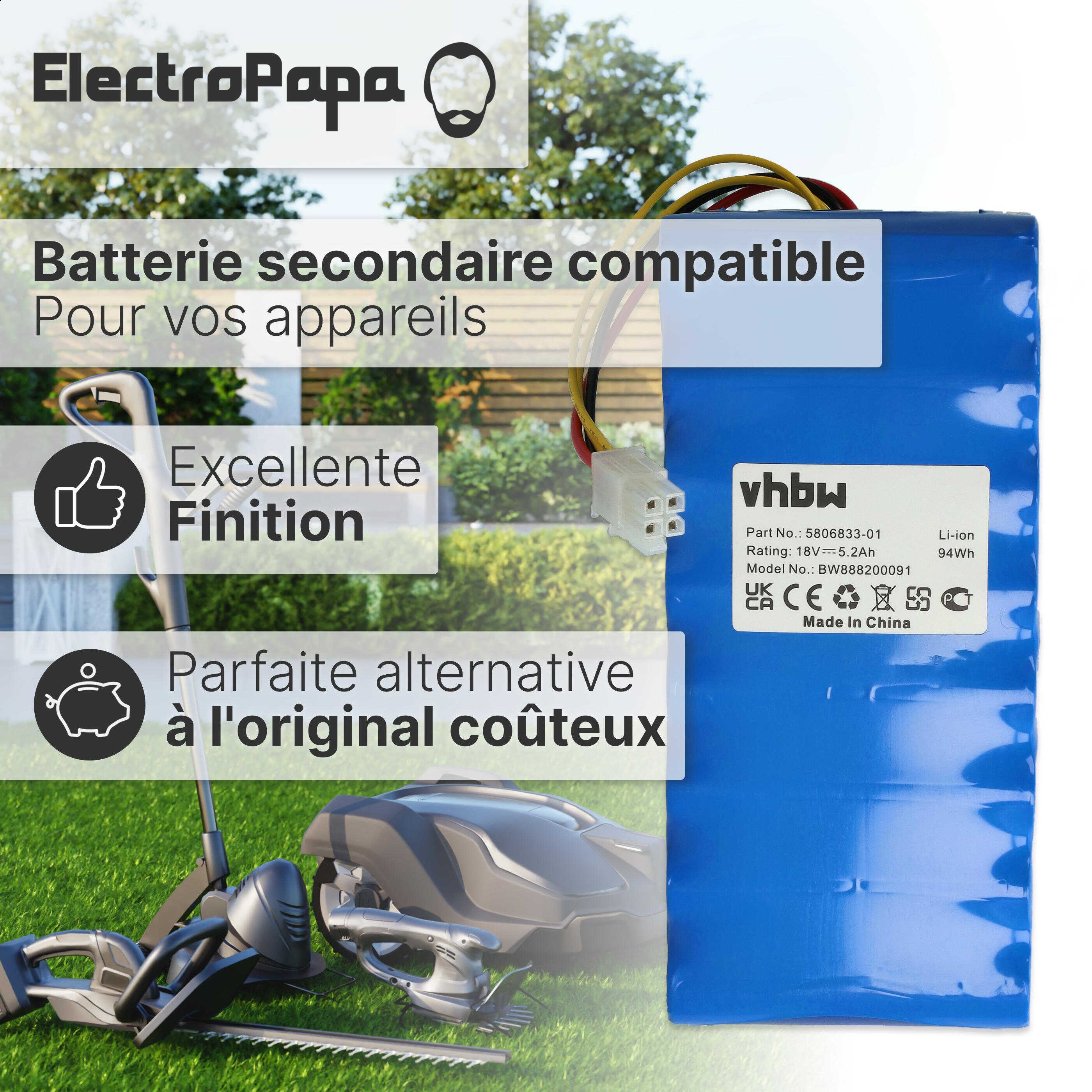 Vhbw Chargeur Compatible Avec Husqvarna 588 14 64-02 Robot Tondeuse Batteries De 18v Li Ion 13682882