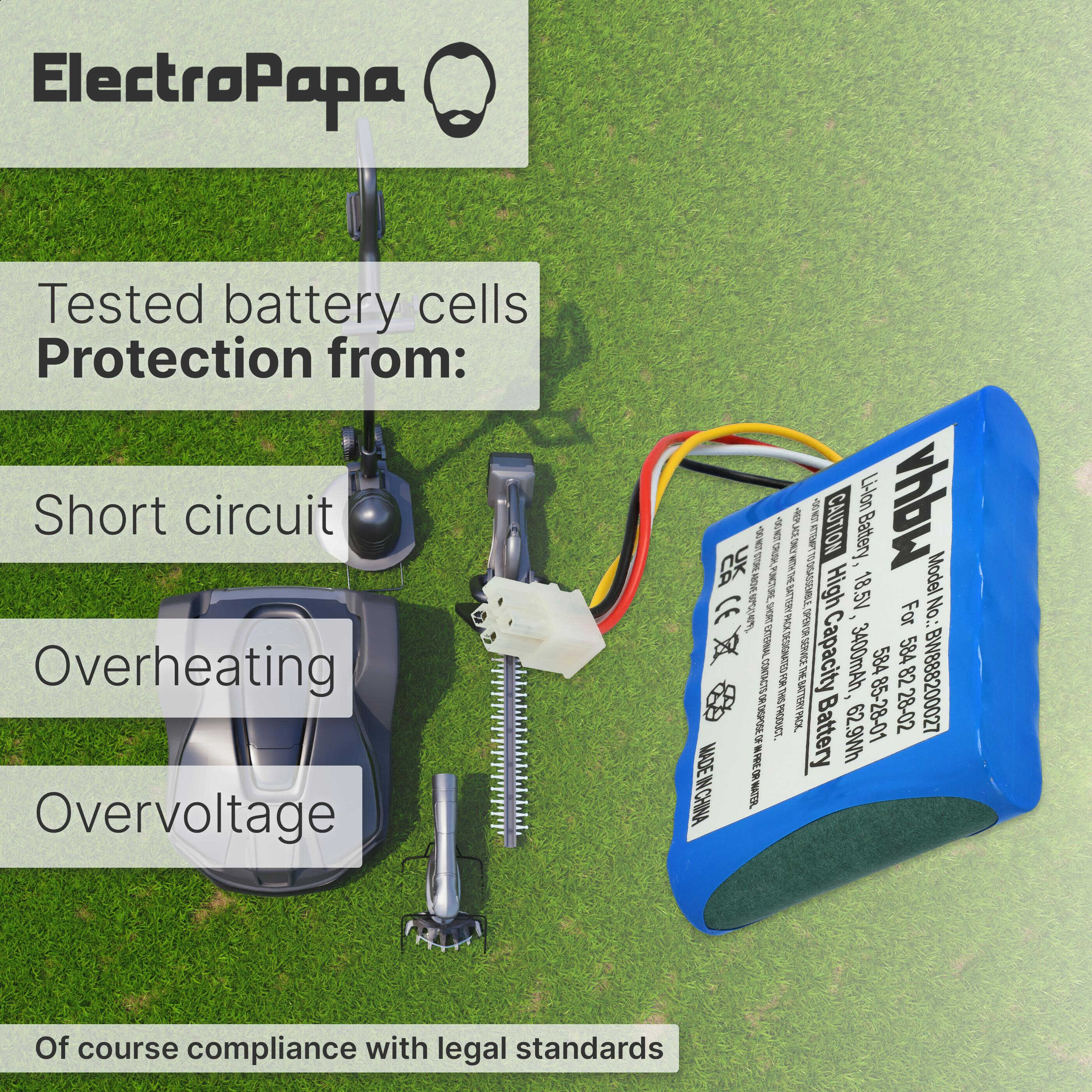 Batteria Husqvarna Automower 315/315X - 3400mAh 18.5V Compatibile Con Robot Tagliaerba Gardena - Foto 8