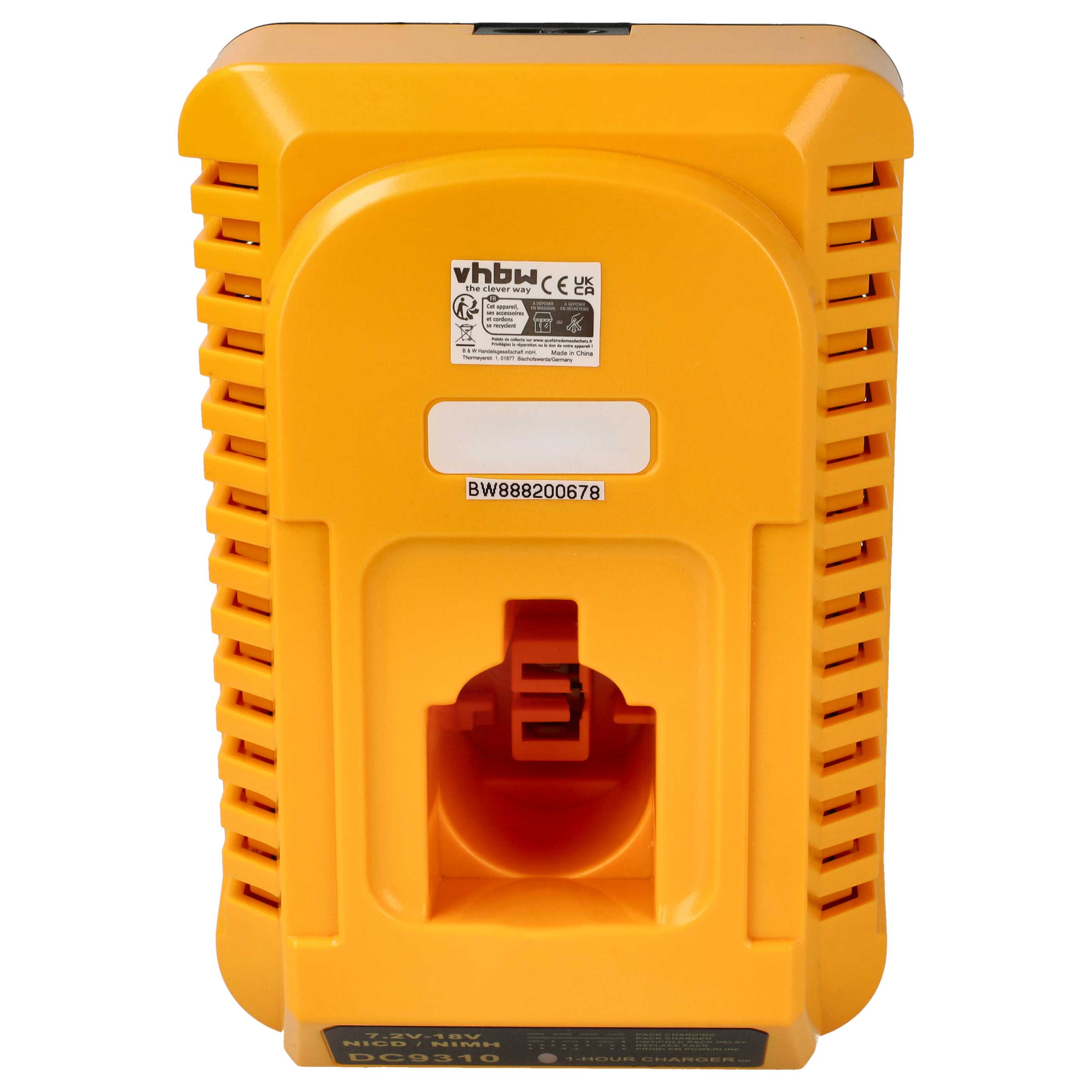 Ladegerät für Dewalt DC9310, DC9180, DC9182, ersetzt Dewalt Ladegerät DC9310, lädt NiCd und NiMH 7,2V-18V Akkus | ACN-DC9310