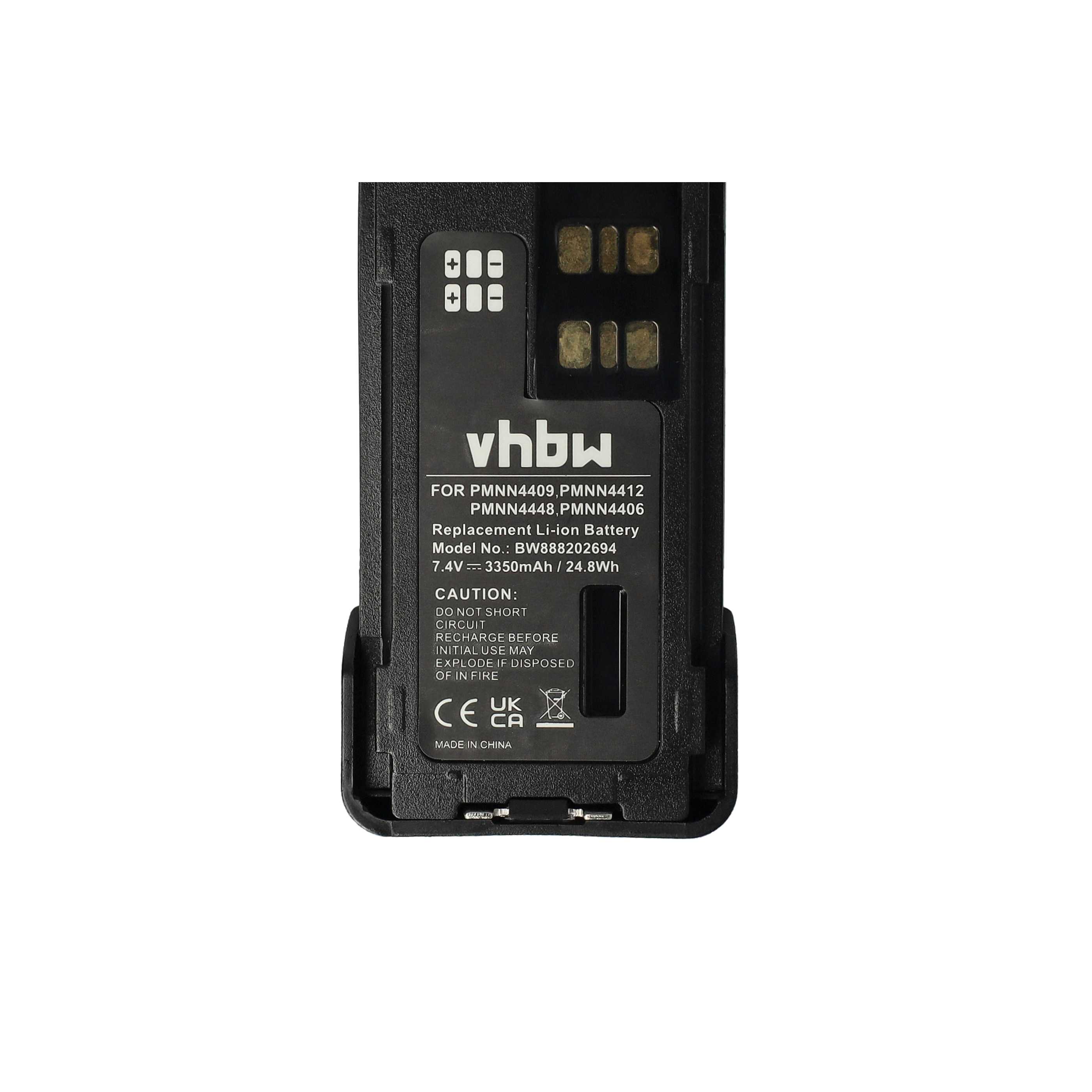 vhbw Batterie compatible avec Motorola DP4400E, DP4600e, DP4401e, DP4600, DP4401 radio talkie-walkie (1800mAh, 7,2V, Li-ion) - avec clip de ceinture