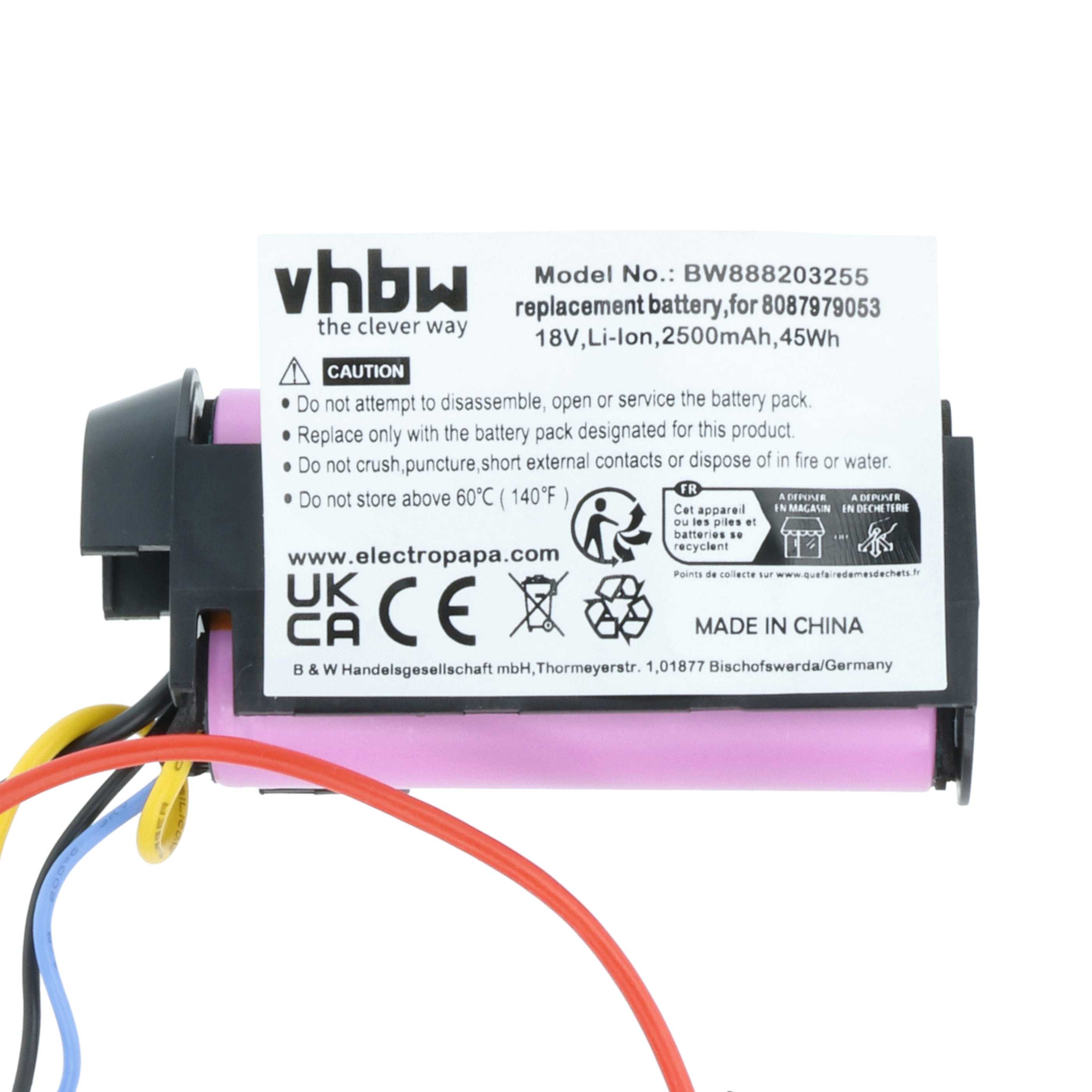 Batteria Vhbw Per Electrolux EER7 / EER75STM | 1500mAh 18V Li-Ion | Sostituisce 809115702 E Altri | Ricambio Compatibile