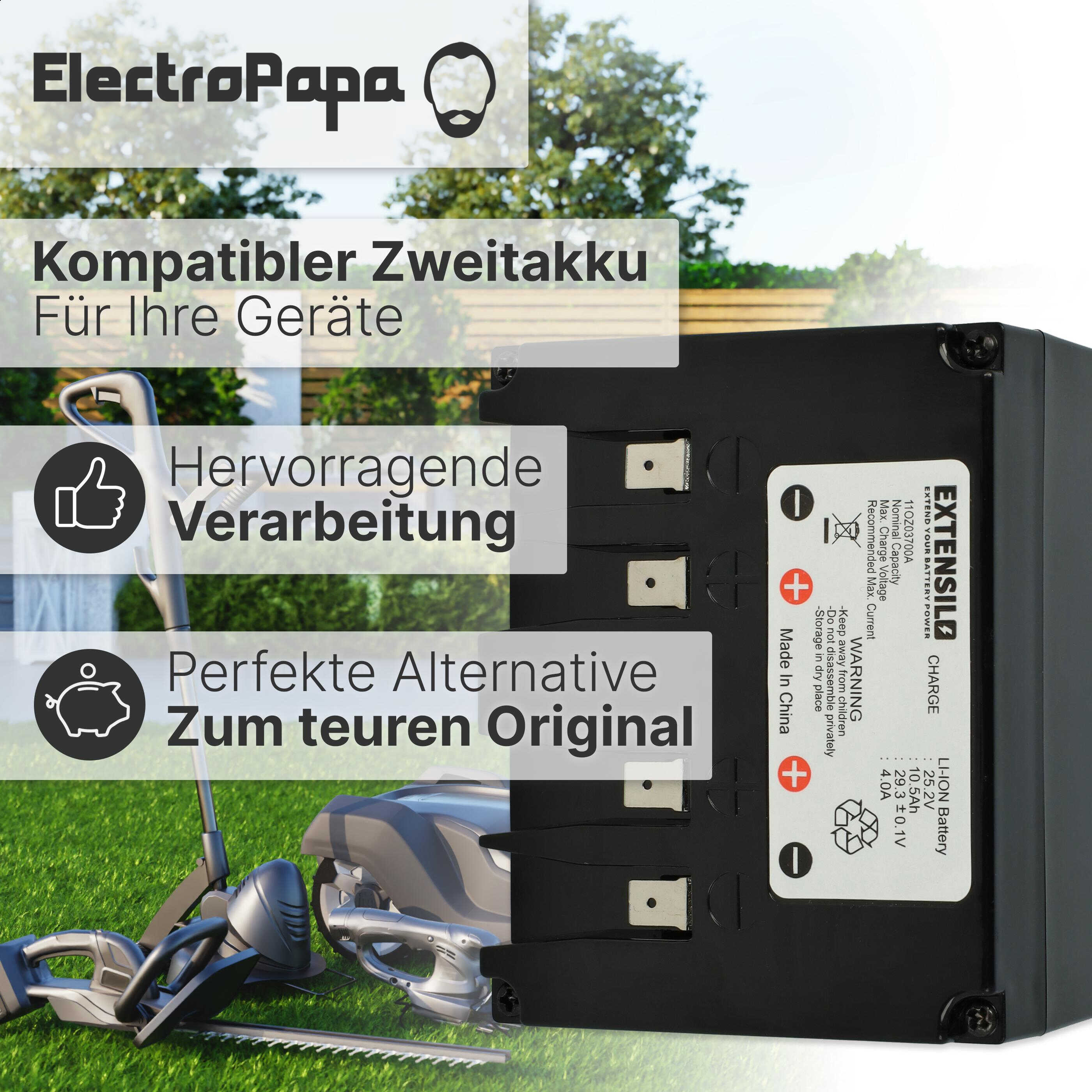 Batteria Ricambio Per Robot Tagliaerba Ambrogio L200 - 10200mAh 25.2V Li-Ion, Compatibile Con Modelli Deluxe E Carbone