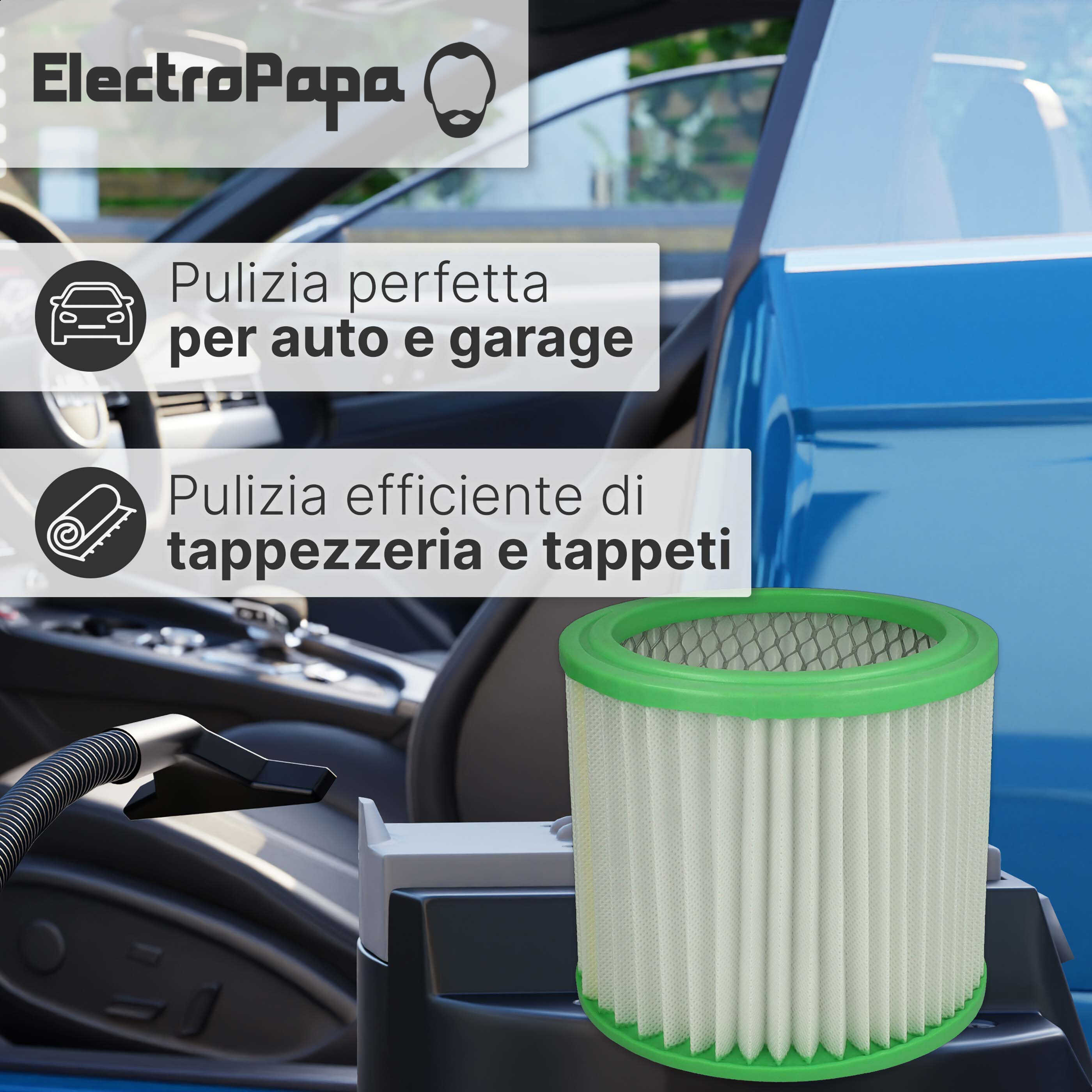 Parkside Filtro A Pieghe Per Aspiratore Cenere PAS 500 A1 - IAN 66991 - Ricambio Originale Per Lidl