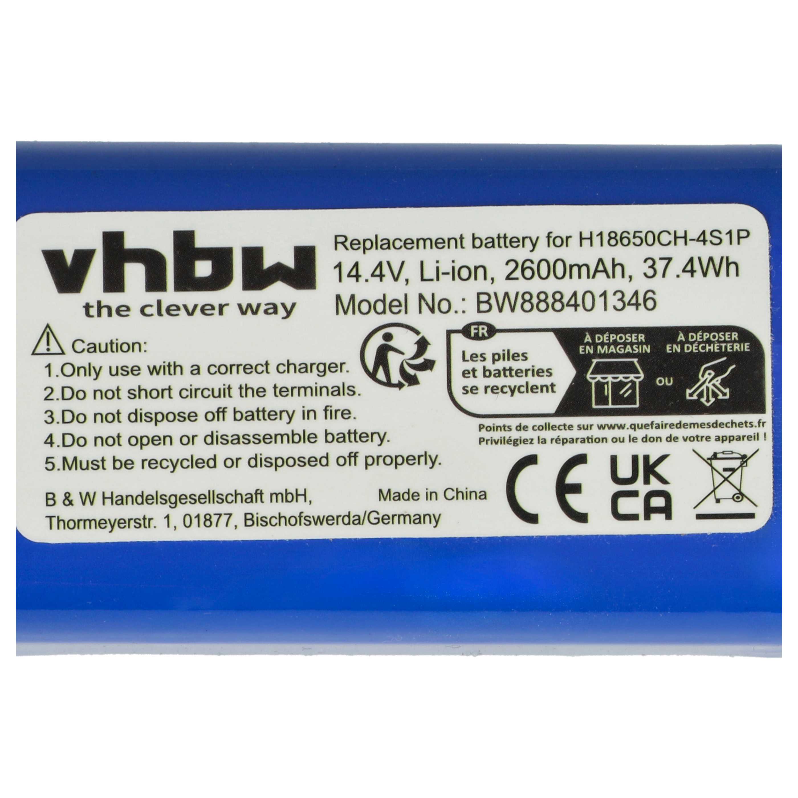 Vhbw Batteria Ricaricabile 2600mAh 14,4V Li-Ion Per Eureka I5 - Sostituisce BP14435A, DJ81-00171A - 4
