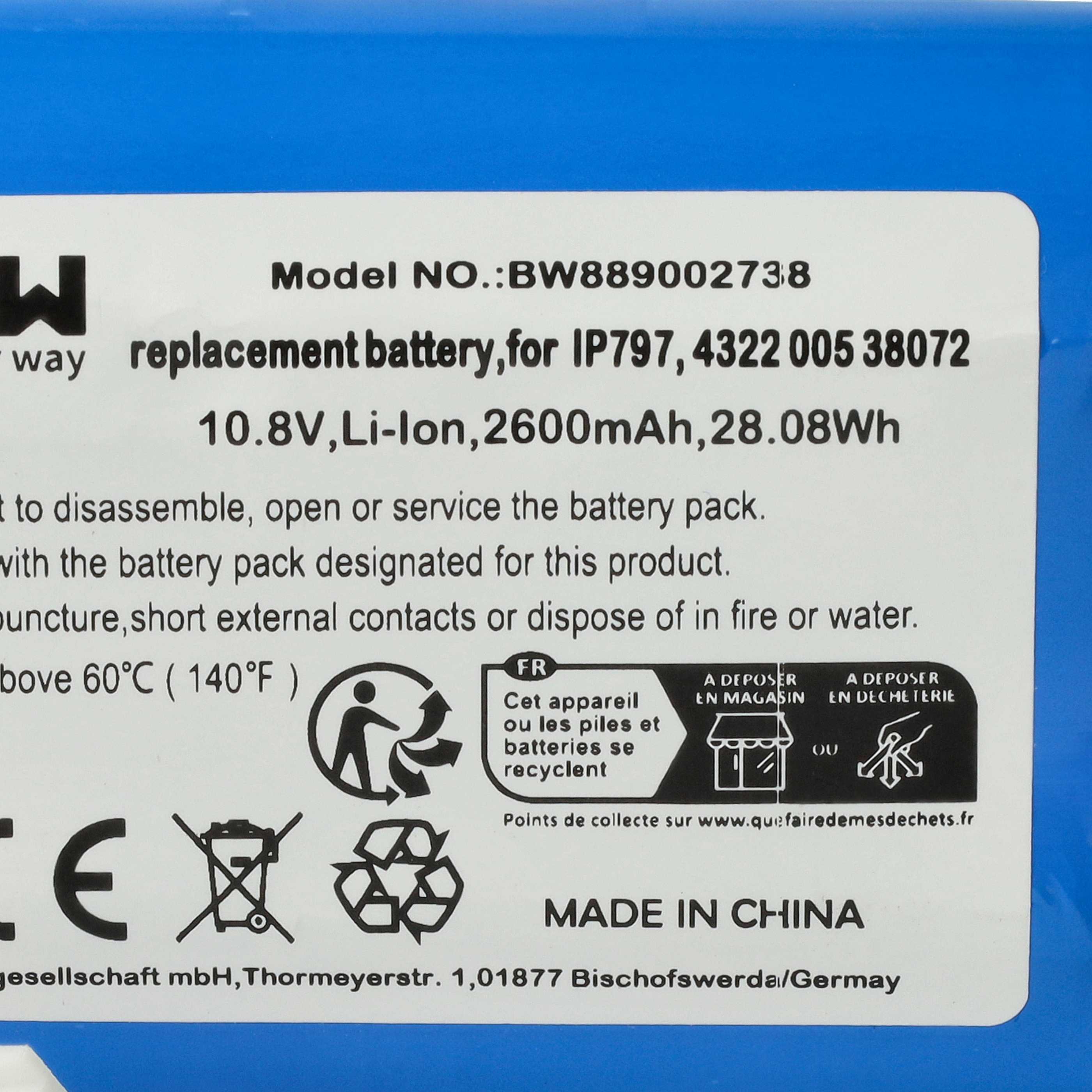 TECHTEK Batteria 1400mAh compatibile con [Philips] FC8603, FC8700, FC8705, FC8710, SmartPro Compact, per [Severin Chill] RB-7025, RB7022, RB7025, RB7720 sostituisce 4404048, 4IFR19/66, CP0111/01 FBA