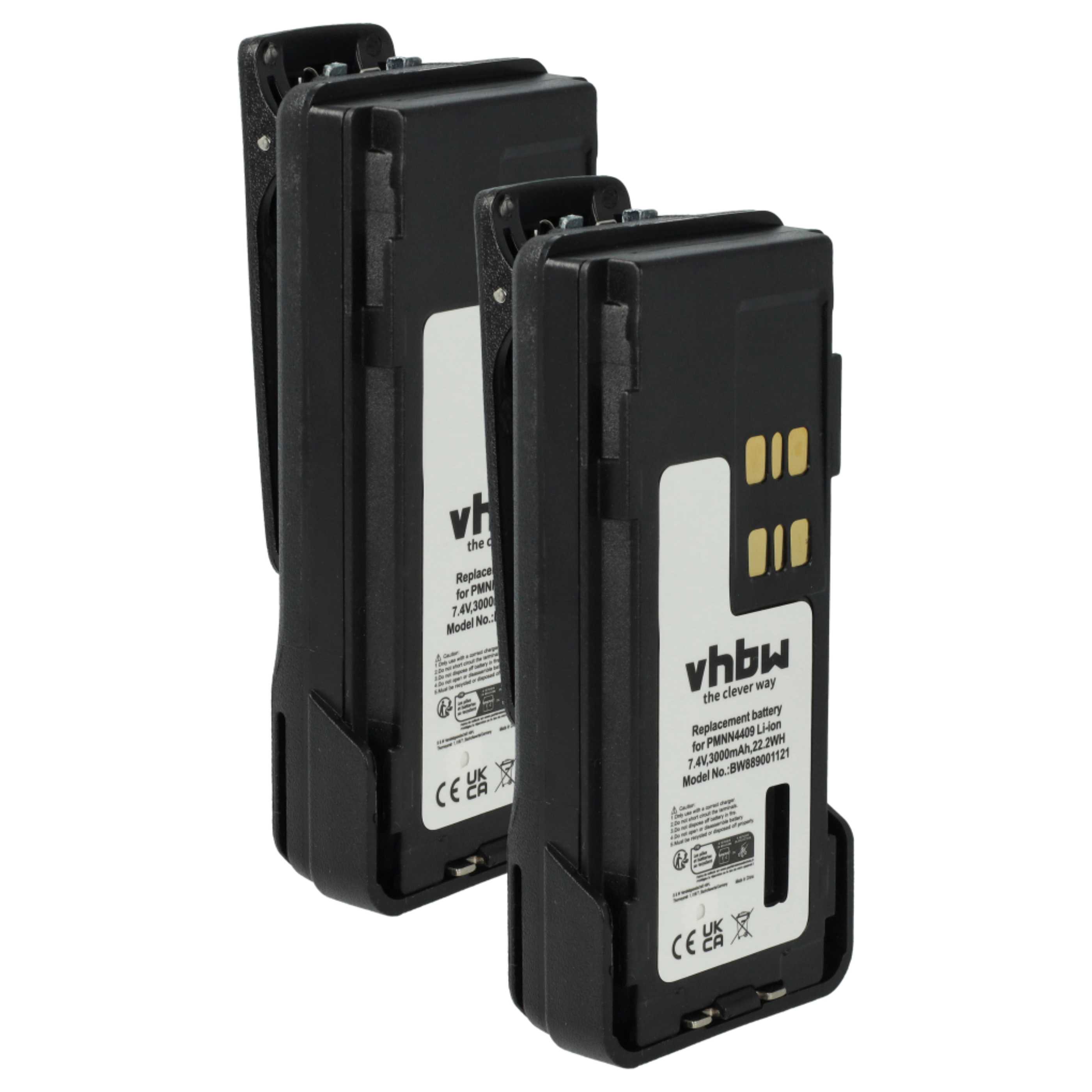 2x Batteries Vhbw 2600mAh 7,4V Li-ion Pour Motorola DP4800 P8608 DP4601 GP328D