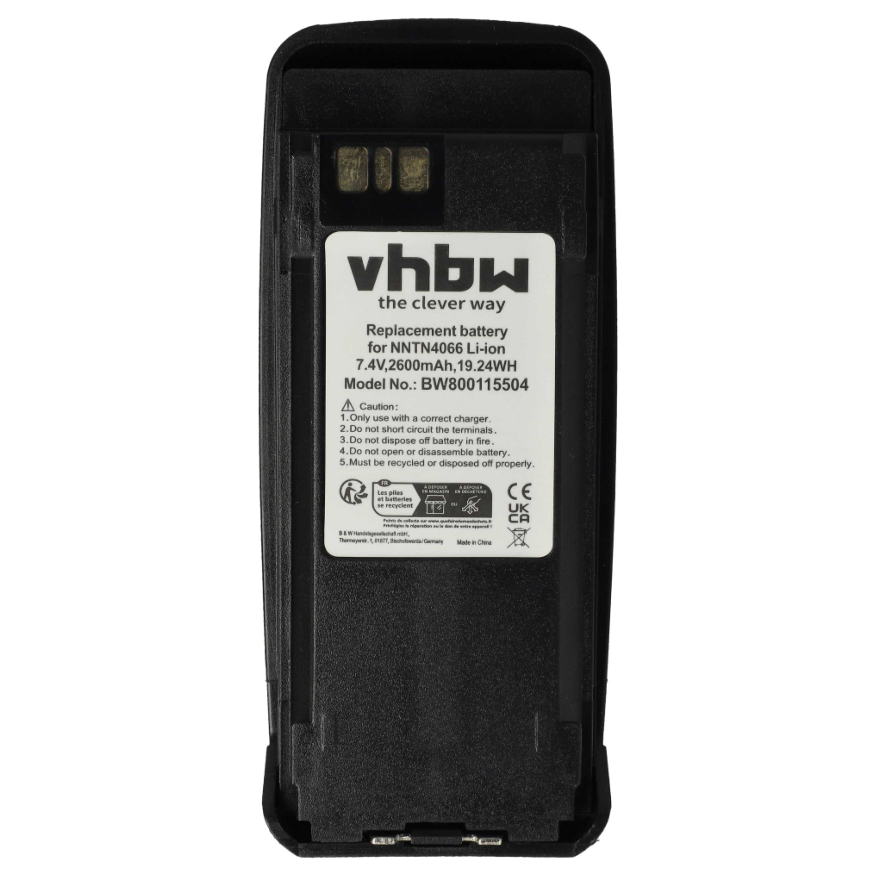 Vhbw 5 Batterie Per Radio Motorola PMNN4066A, PMNN4077, PMNN4069A – 2600mAh, 7,4V Li-Ion, Con Clip Da Cintura Inclusa