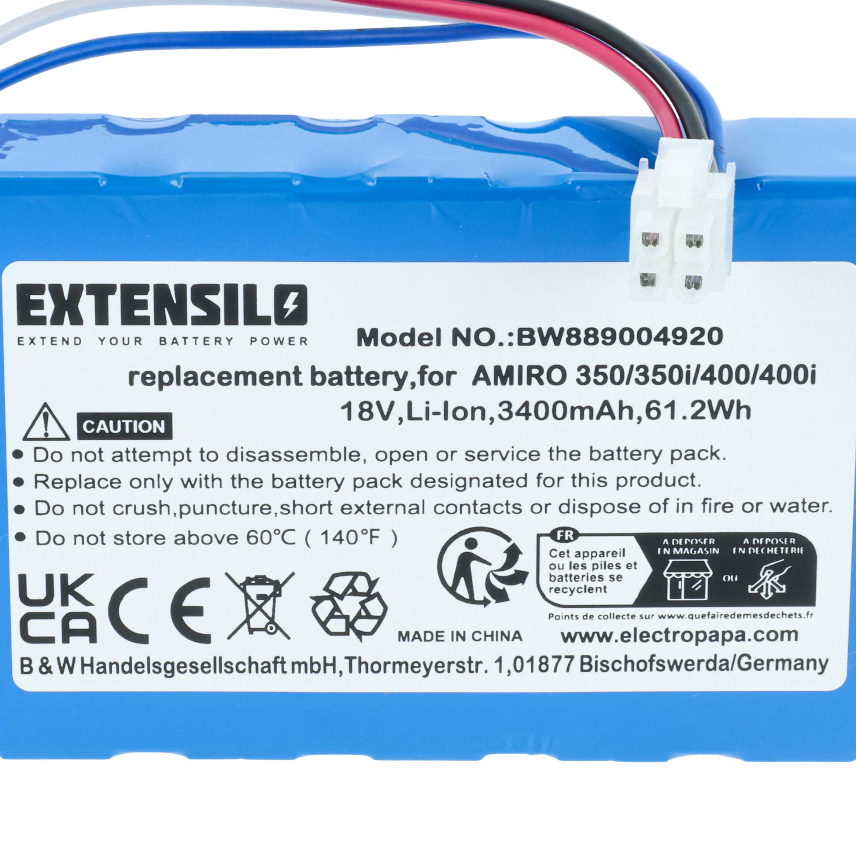 EXTENSILO 1x Batterie compatible avec AL-KO GTLi, GTLi 18V Comfort, GT