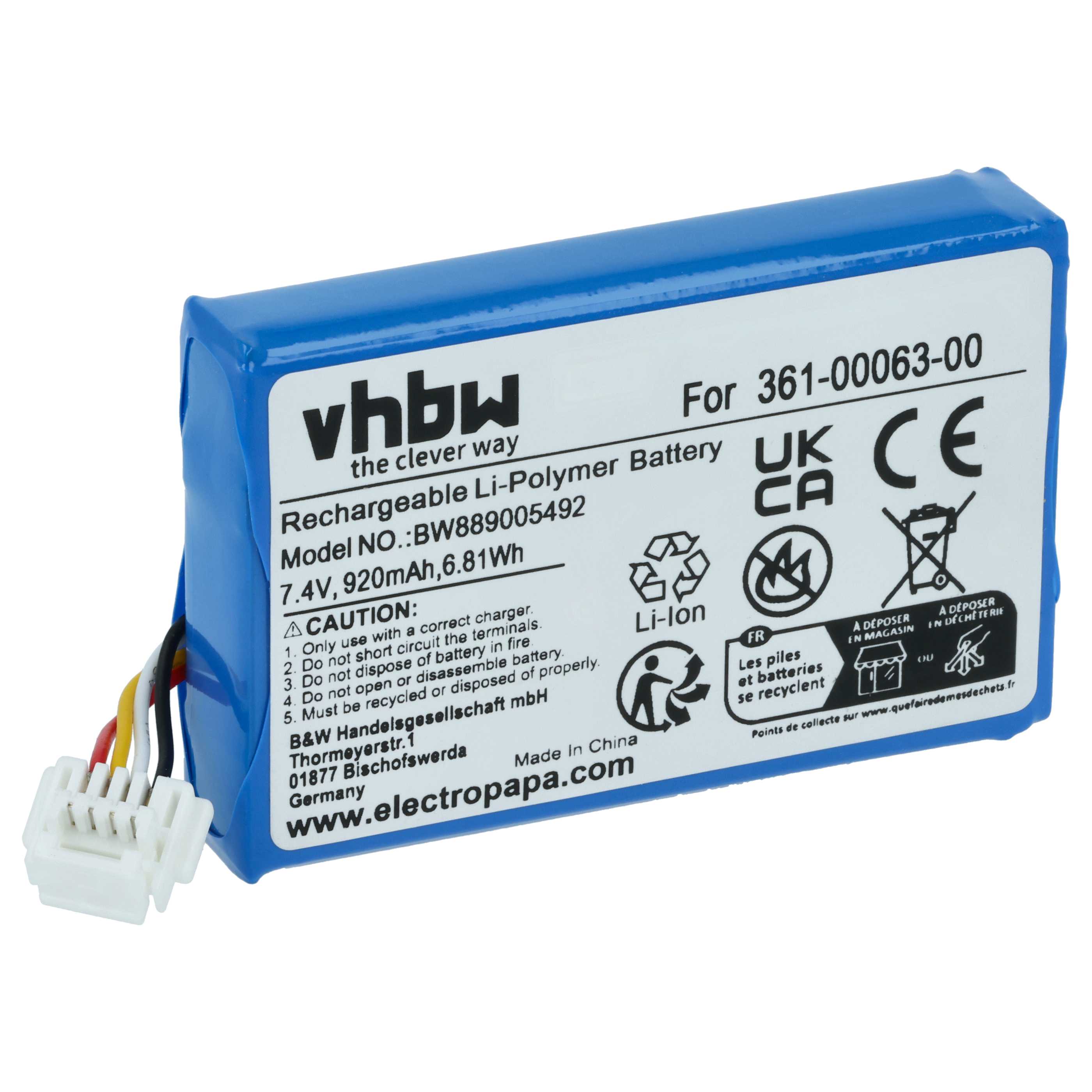 Vhbw Batteria Di Ricambio Per Navigatore Becker Transit.6 LMU – Li-Poly 1550mAh 3.7V - 4